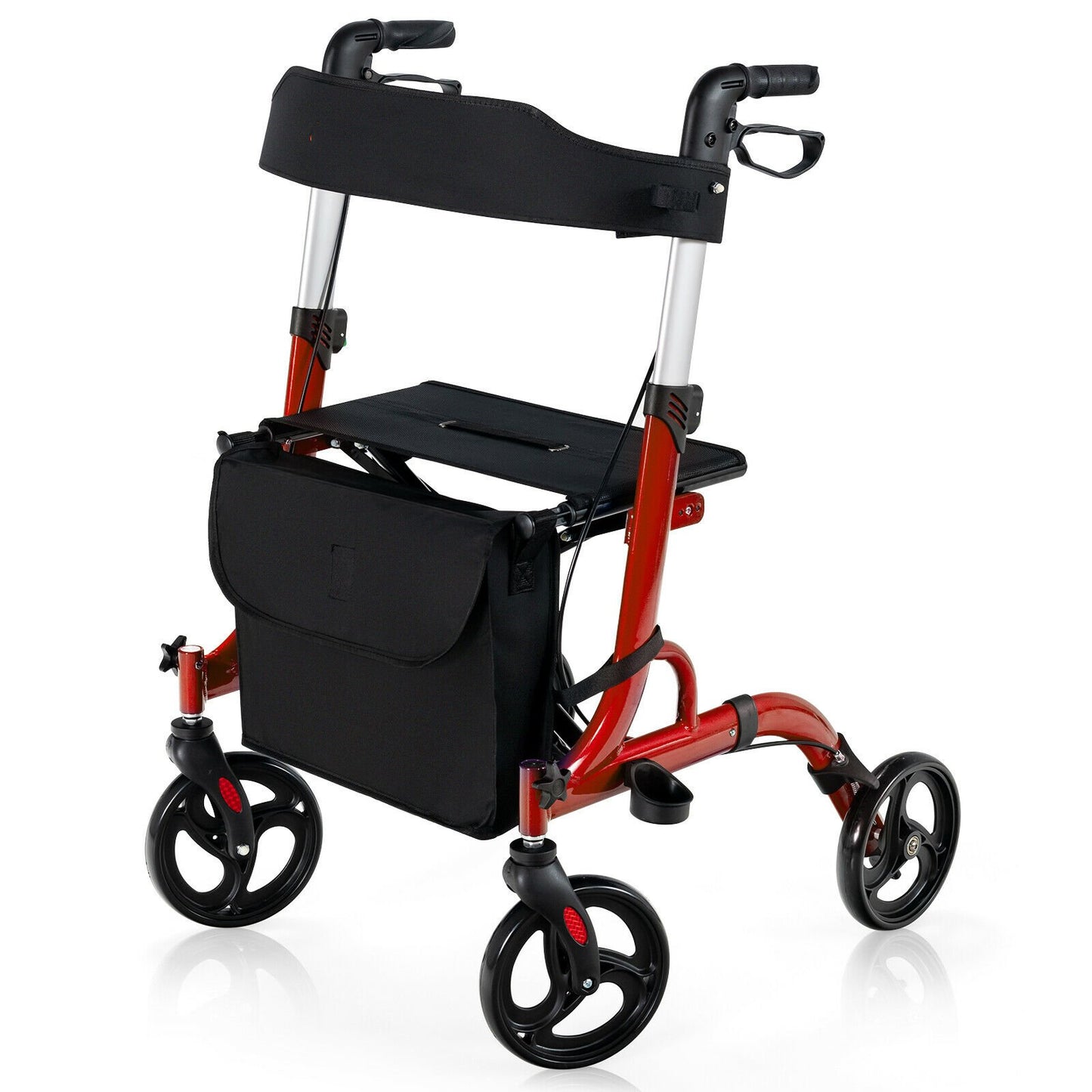 2 in 1 Walker Aluminium Mobility Walking Aid with Seat Adjustable-Blue