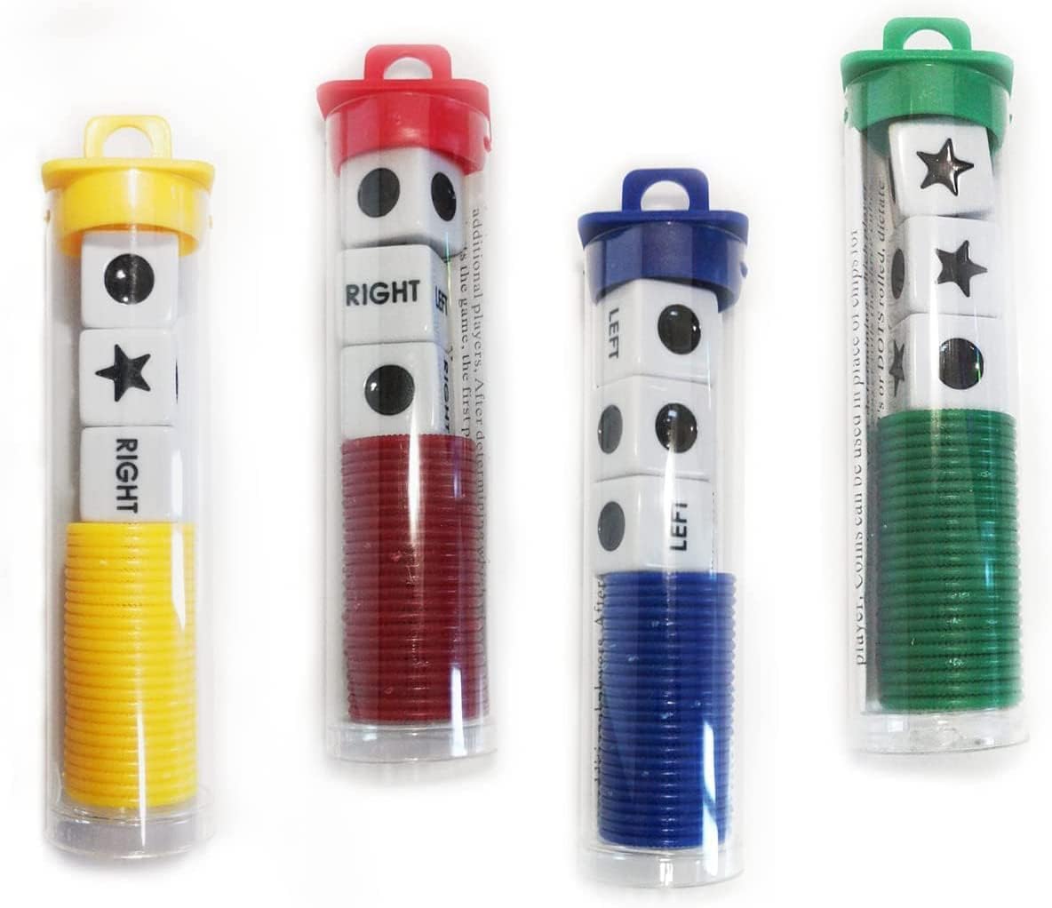 JHFY Left Right Center Dice Game Prime (4 Pack) – Fun Party Night for Families