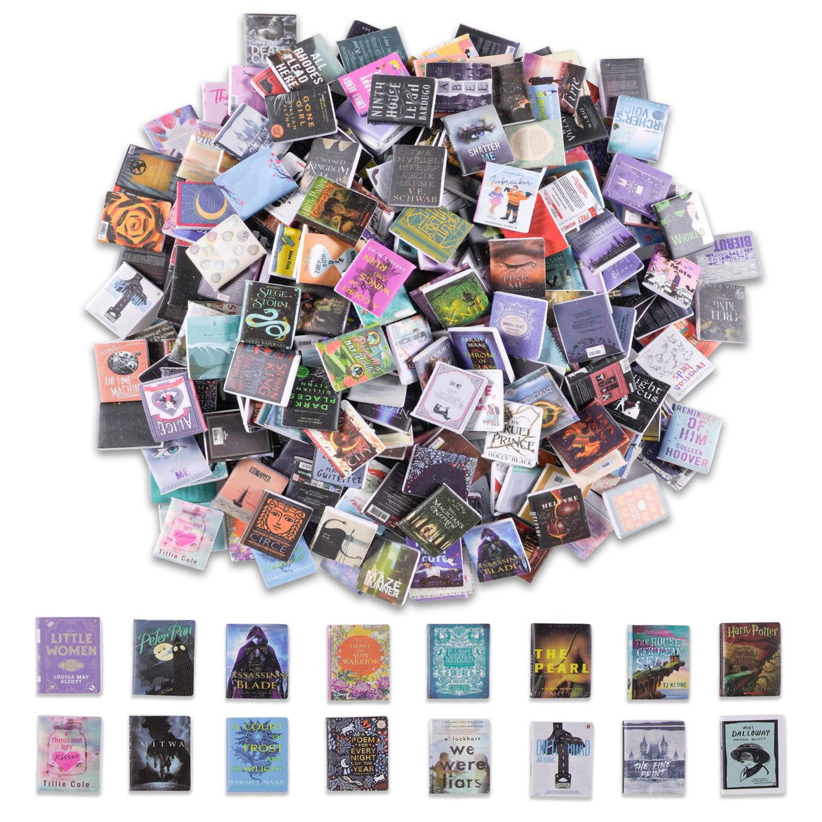 JHGCVX 300 Pcs Mini Books Set – 1:12 Dollhouse Miniature Books for DIY Decor