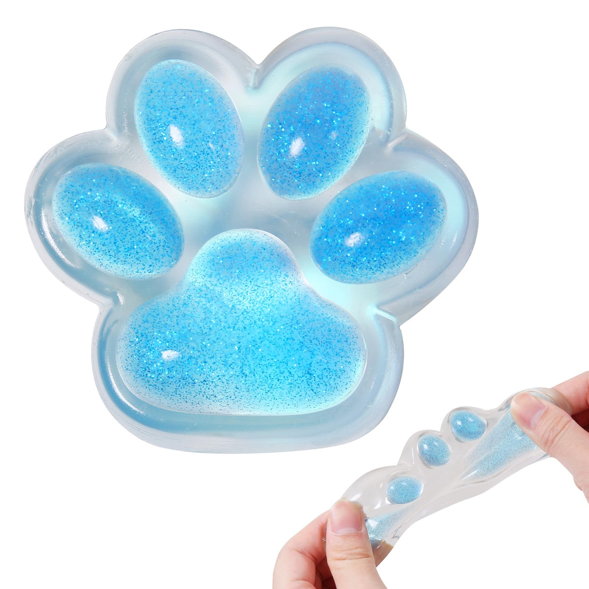 JIACAI Blue Cat Paw Squeeze Toy – 2.36-Inch Soft TPR Squishy for Stress Relief