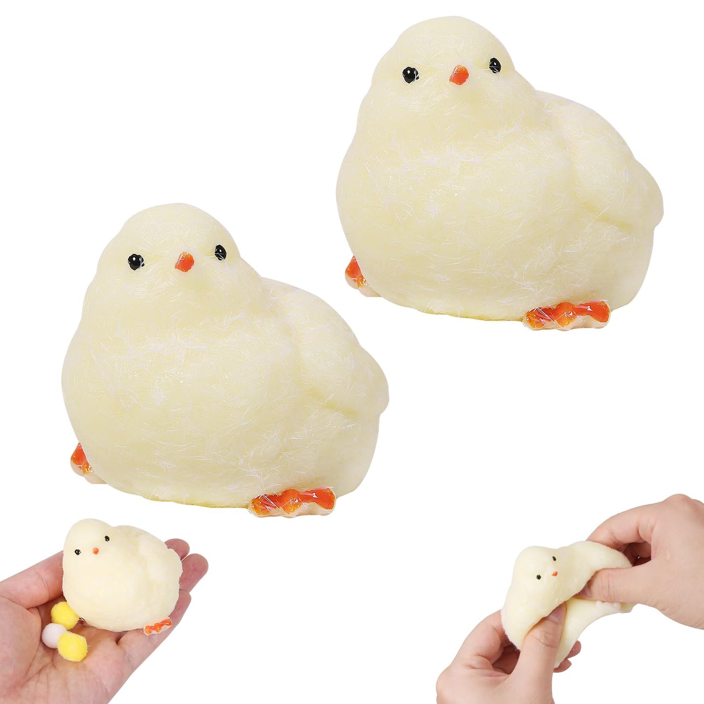 JIACAI 2pcs Handmade Chick Squishy Toys | Ultra-Soft Fidget Silicone Squeeze Toys