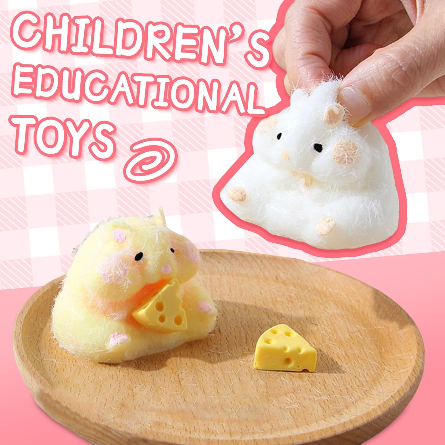 JIACAI 2pcs Squishy Hamster Toys – Cute Squeeze Fidget Stress Relievers
