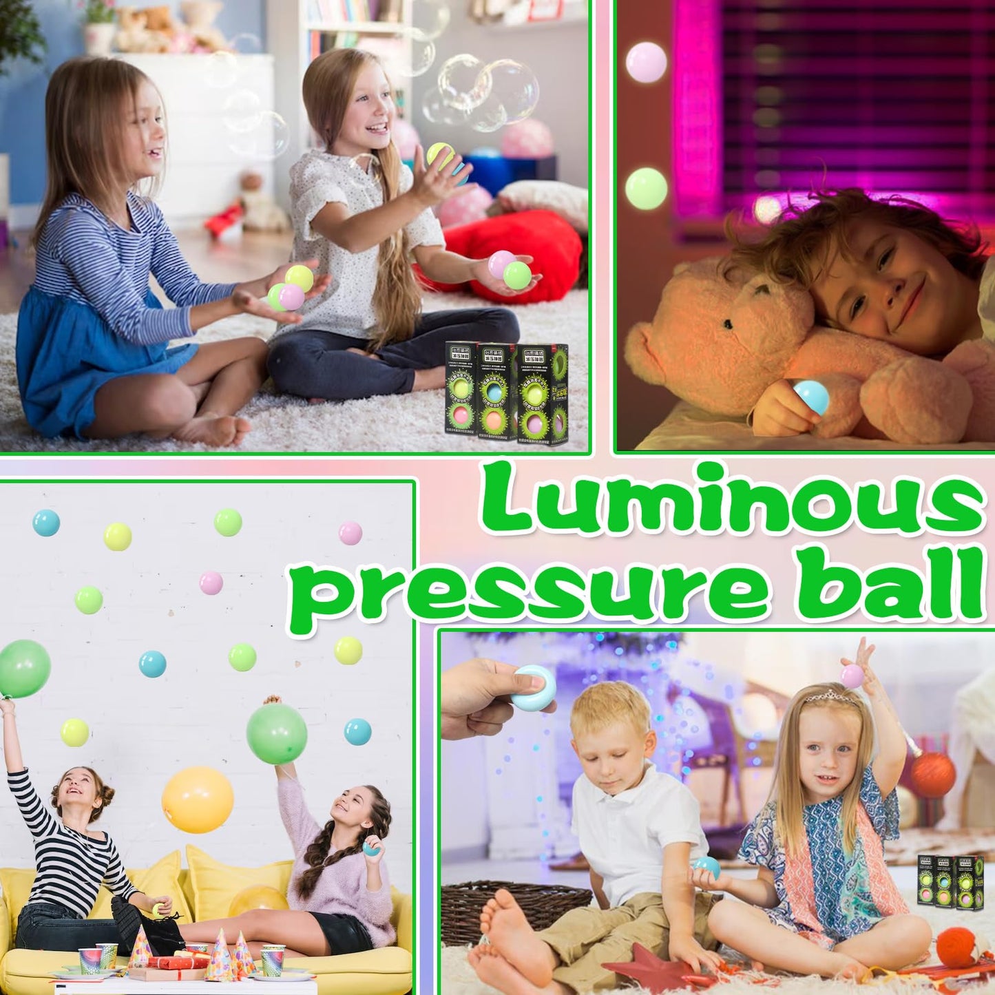 JIACAI 3pcs Lumi Balls Glow-in-the-Dark Ceiling Sticky Balls – ASMR Sticky Ball Set for All Ages