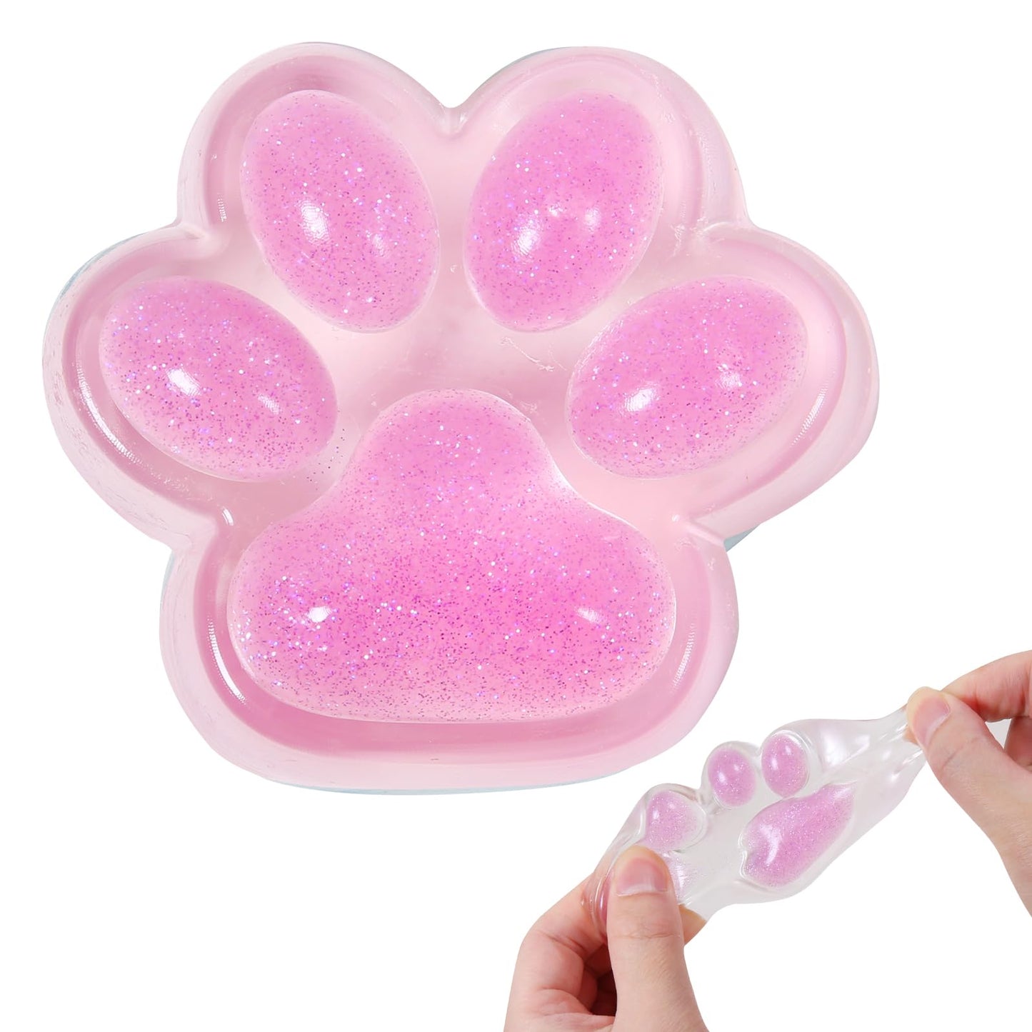 JIACAI Pink Cat Paw Squishy Toy – 2.36-Inch TPR Stress Reliever, Gift for Teens