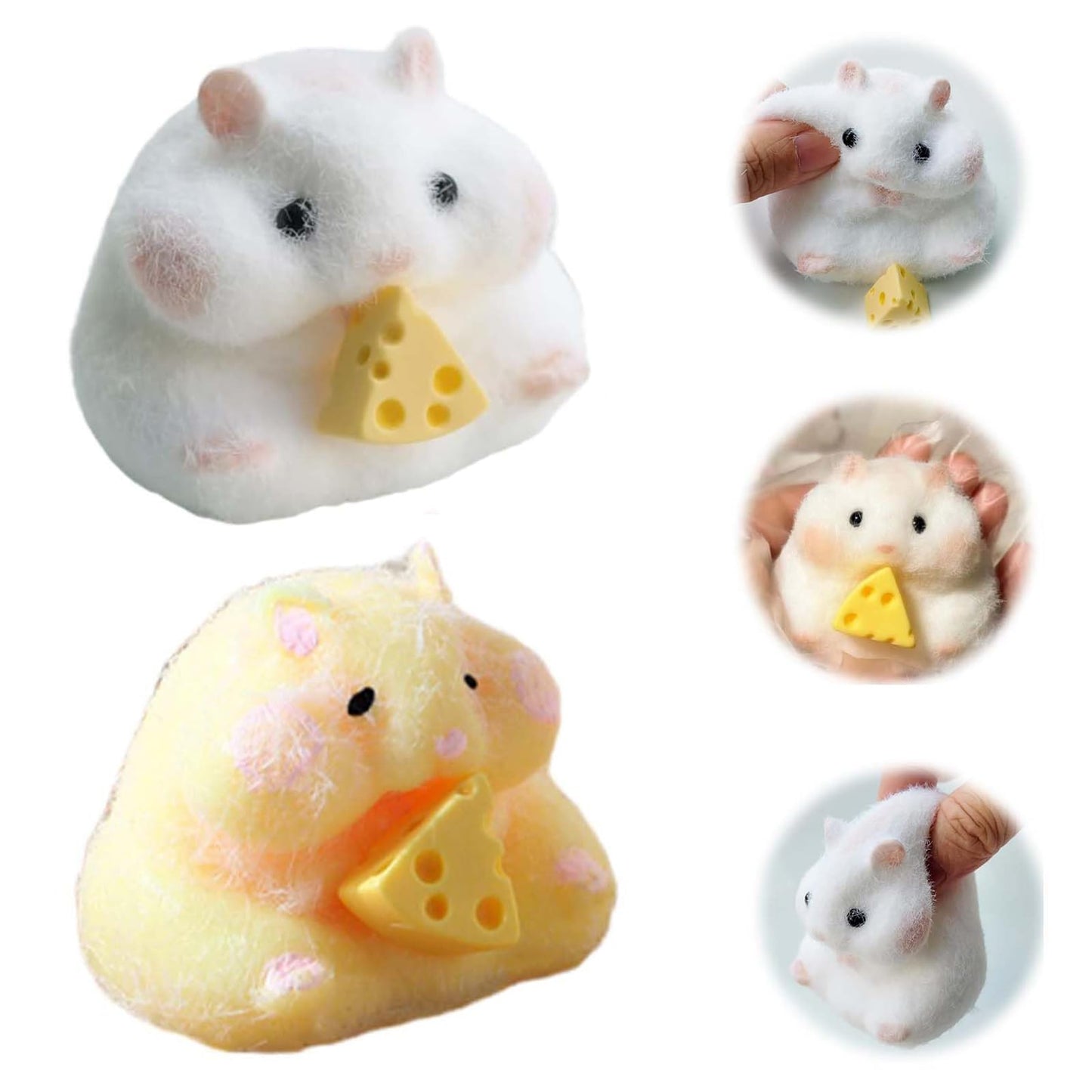 JIACAI 2pcs Squishy Hamster Toys – Cute Squeeze Fidget Stress Relievers