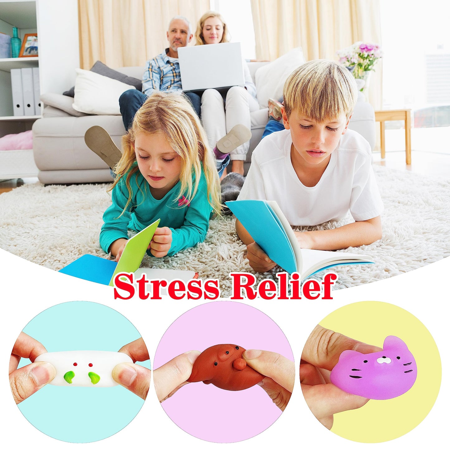 JIAHO 6 Pcs Mochi Squishy Toys – Cute Round Animal Fidgets for Party Favors and Classroom Prizes