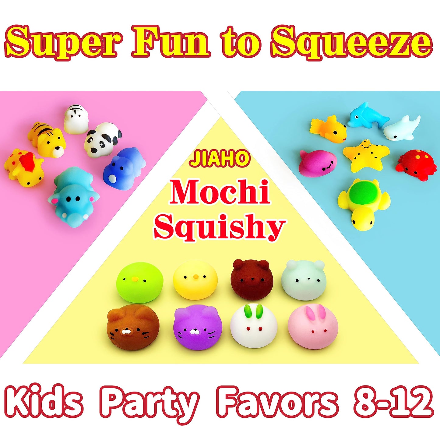 JIAHO 6 Pcs Mochi Squishy Toys – Cute Round Animal Fidgets for Party Favors and Classroom Prizes