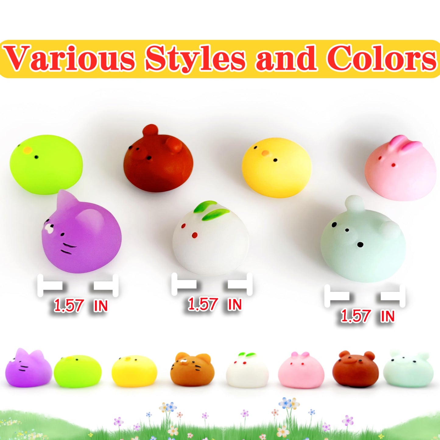 JIAHO 6 Pcs Mochi Squishy Toys – Cute Round Animal Fidgets for Party Favors and Classroom Prizes