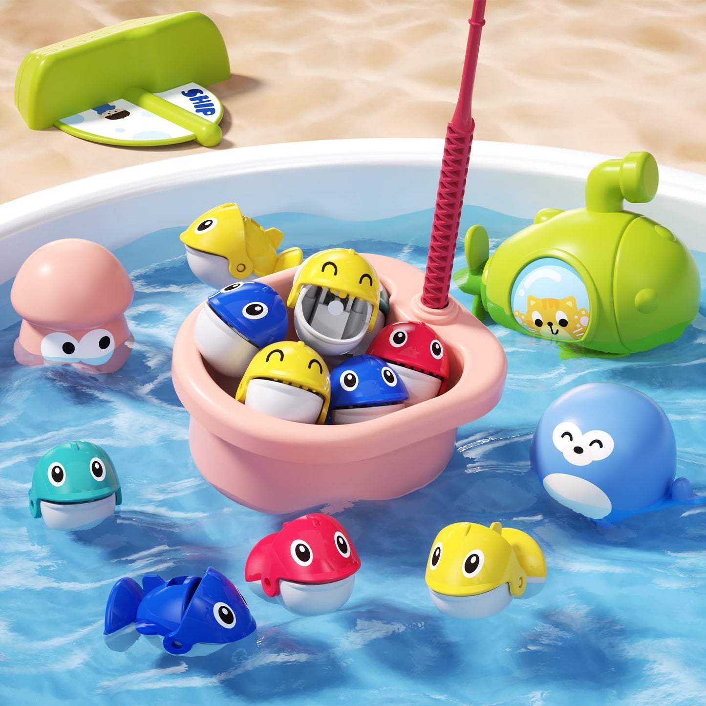 Jiakora Magnetic Fishing Game for Kids — Ages 1-7, 42 Fishes, Rotating Board