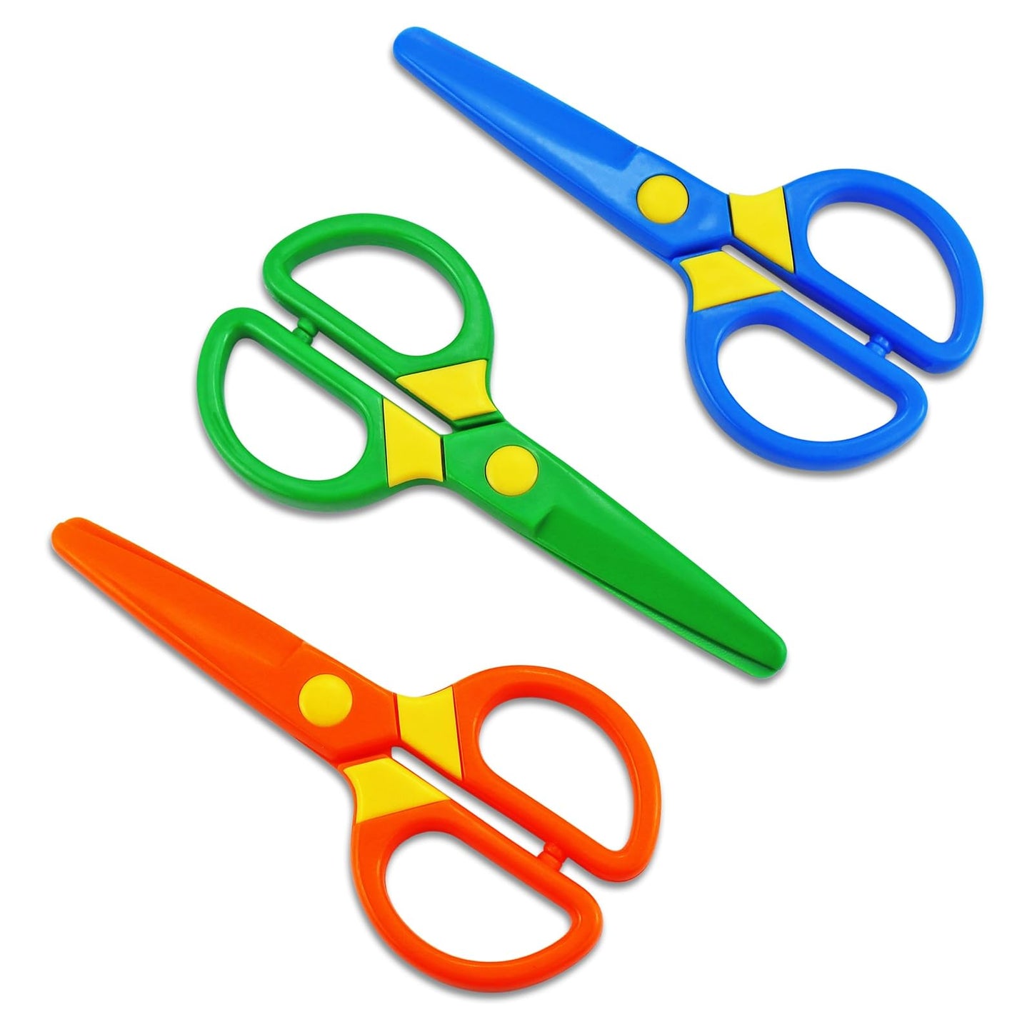 JIALEEY 3-Pack Plastic Child-Safe Scissors — Toddlers Training Scissors for Home & Classroom