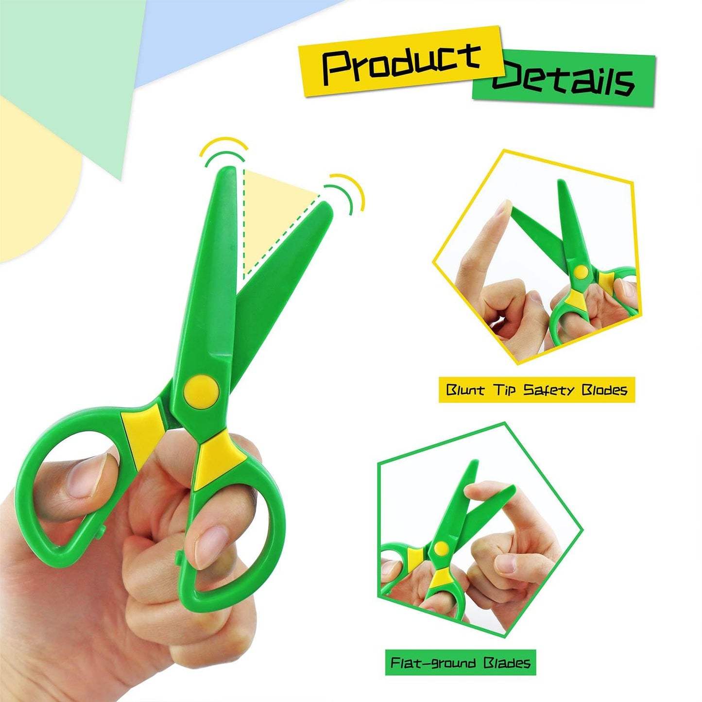 JIALEEY 3-Pack Plastic Child-Safe Scissors — Toddlers Training Scissors for Home & Classroom