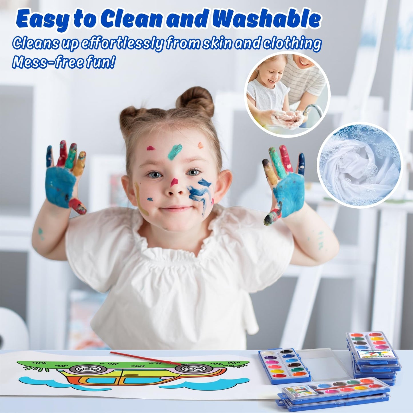 JIANERSHE 24-Pack Watercolor Set — 12 Vibrant, Washable Colors with Brushes for Classroom & Home