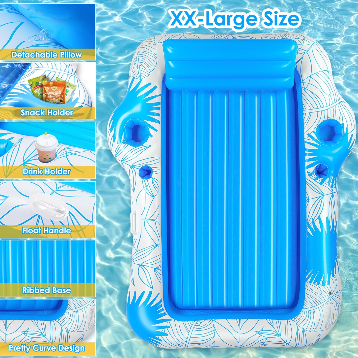 JIANYHW Inflatable Adult Tanning Pool Lounger – 85 x 71 in | Extra-Large Pool Float