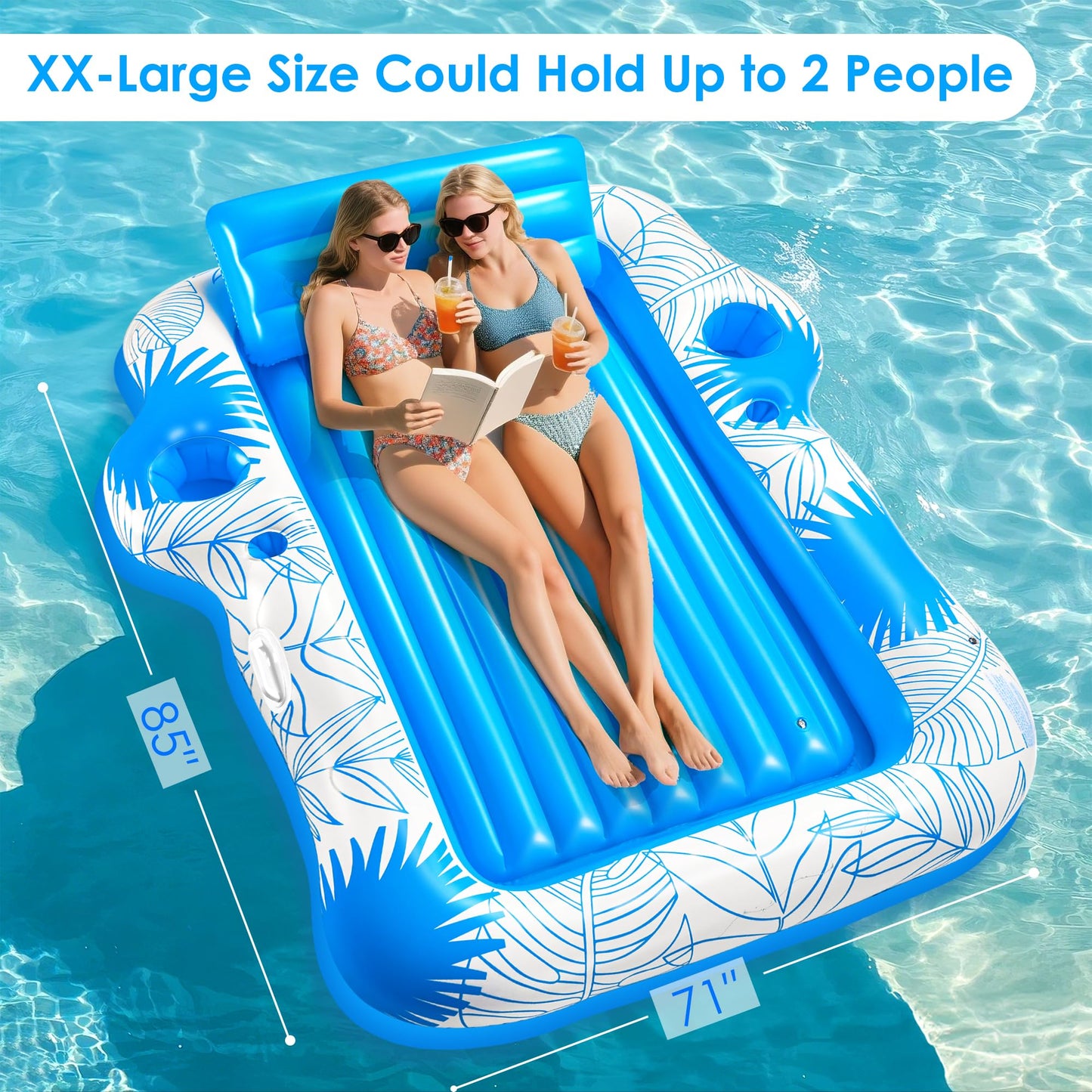 JIANYHW Inflatable Adult Tanning Pool Lounger – 85 x 71 in | Extra-Large Pool Float