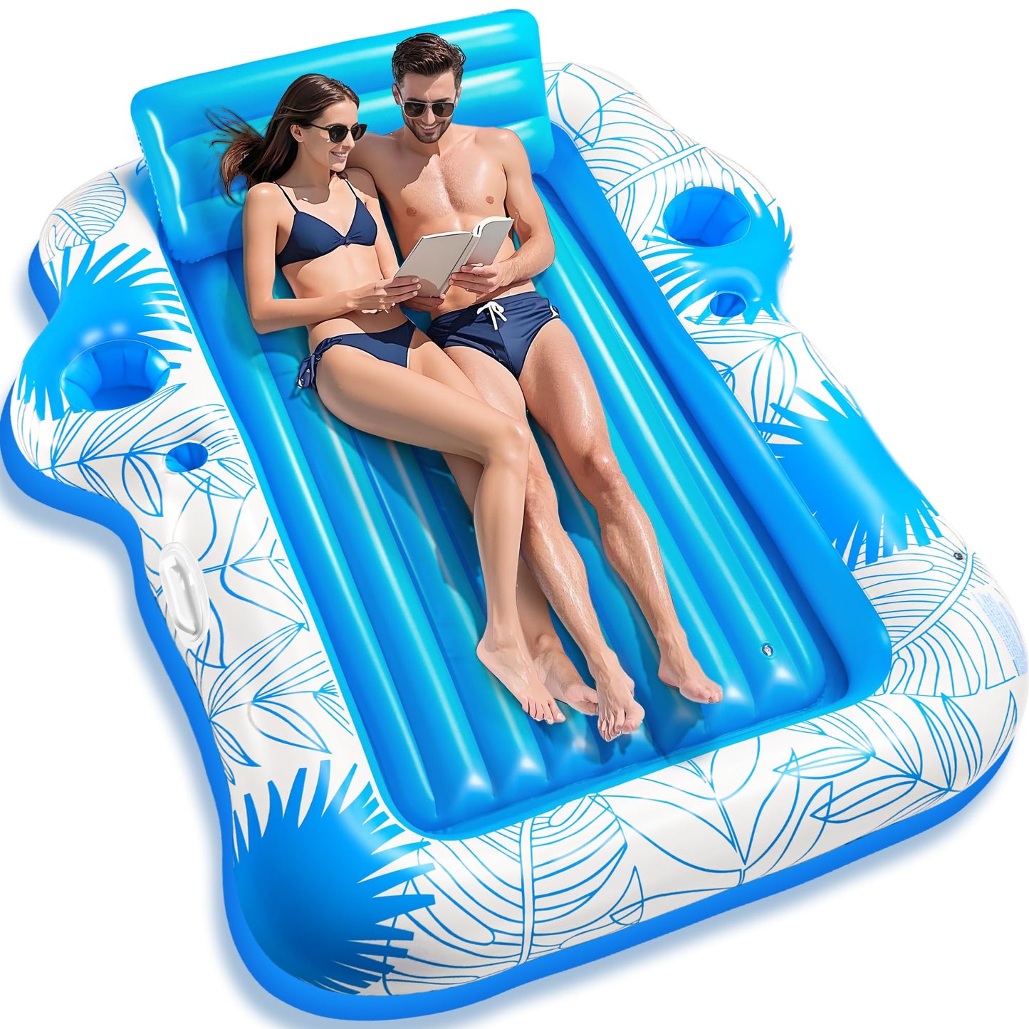 JIANYHW Inflatable Adult Tanning Pool Lounger – 85 x 71 in | Extra-Large Pool Float