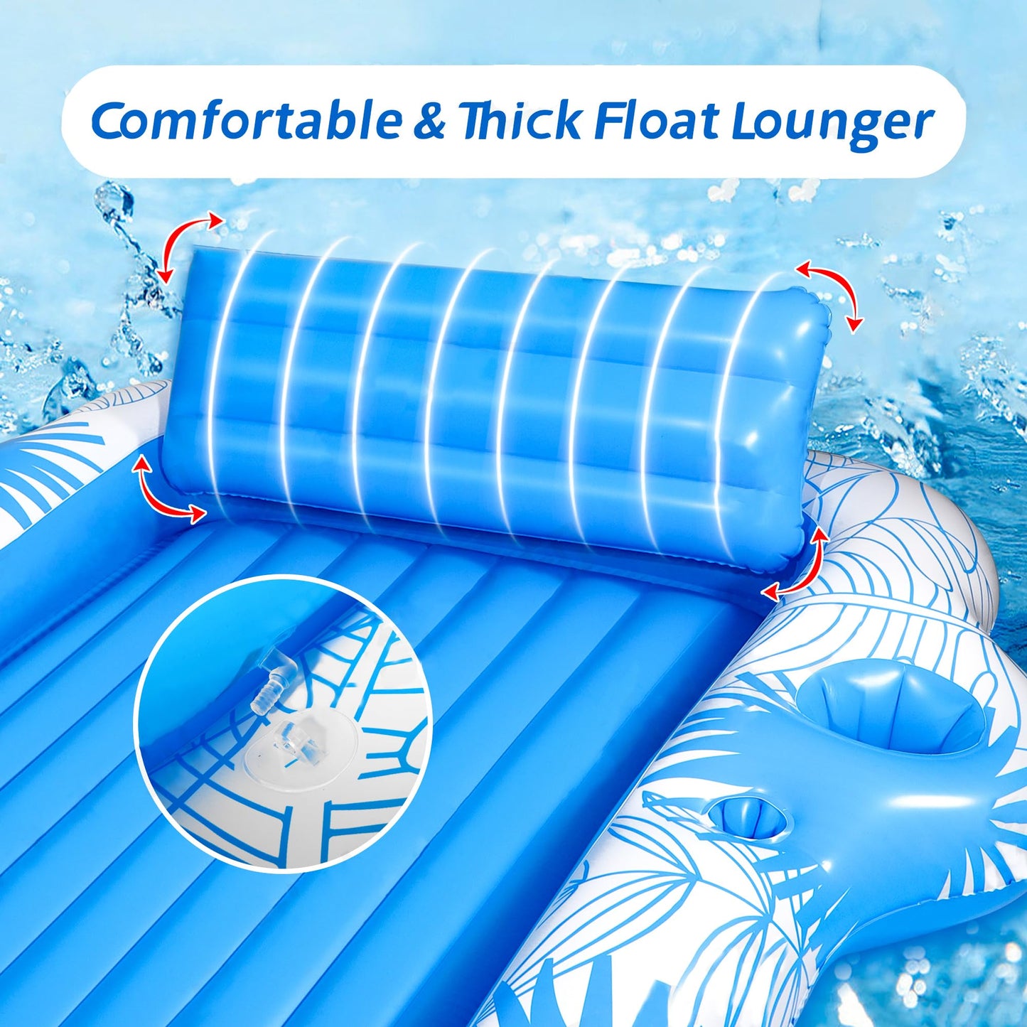 JIANYHW Inflatable Adult Tanning Pool Lounger – 85 x 71 in | Extra-Large Pool Float