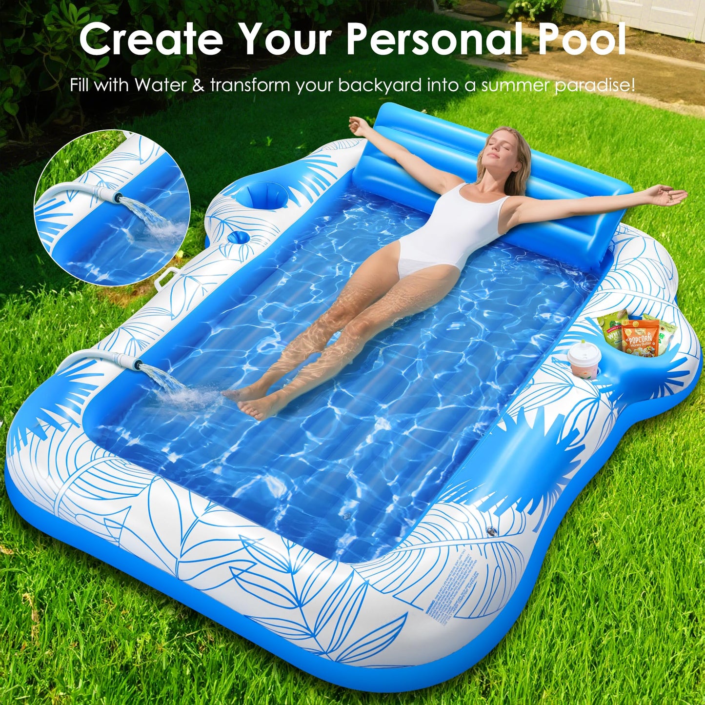 JIANYHW Inflatable Adult Tanning Pool Lounger – 85 x 71 in | Extra-Large Pool Float