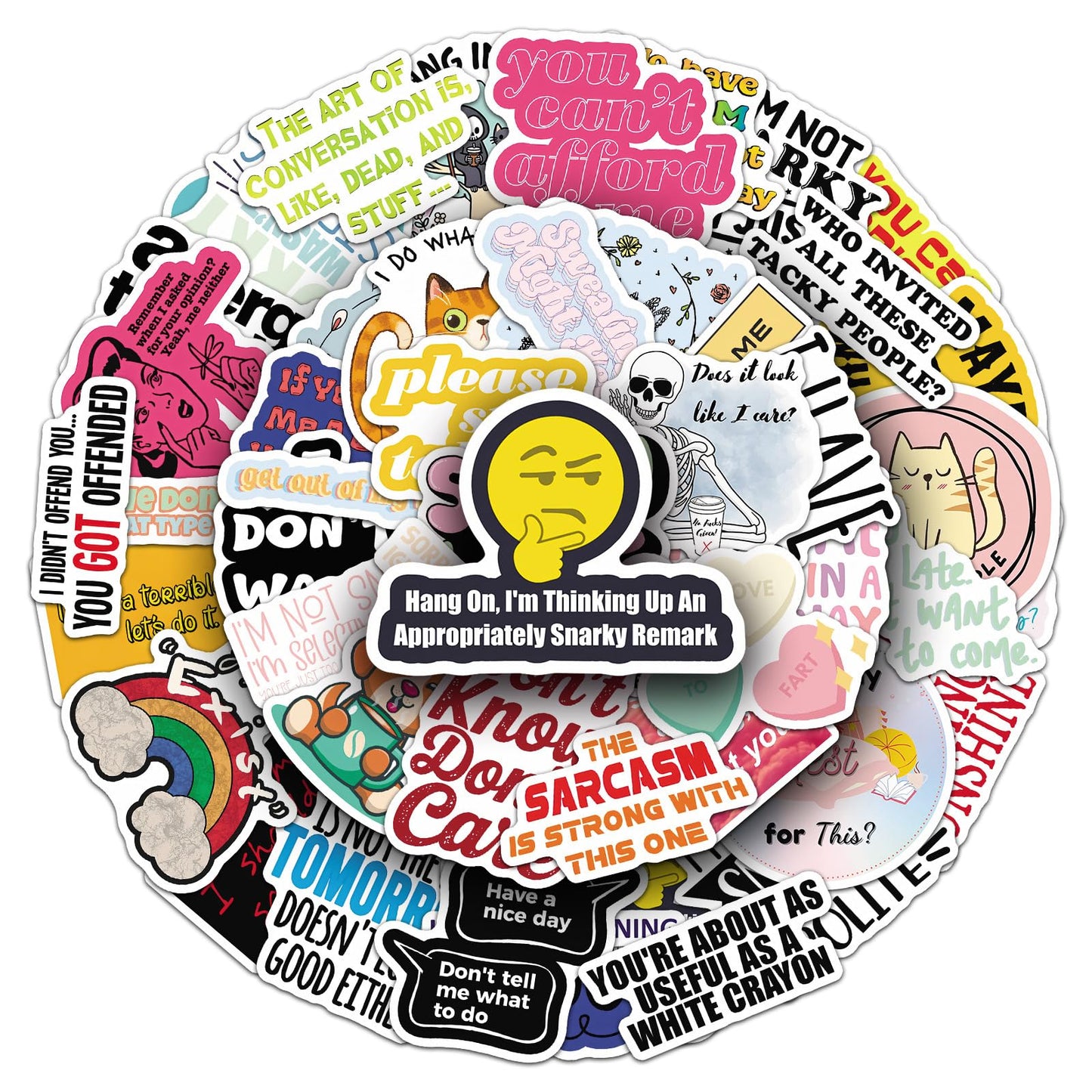 Jictegb 50pc Snarky Stickers Pack – Funny Spanish Quotes for Laptops & More