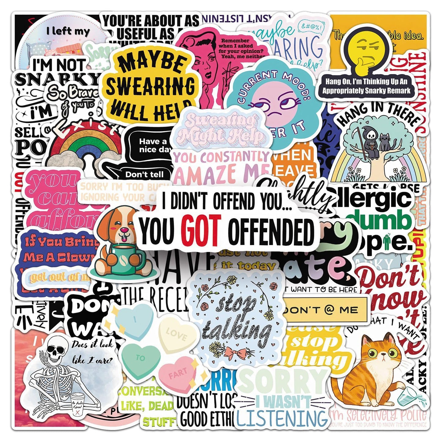 Jictegb 50pc Snarky Stickers Pack – Funny Spanish Quotes for Laptops & More