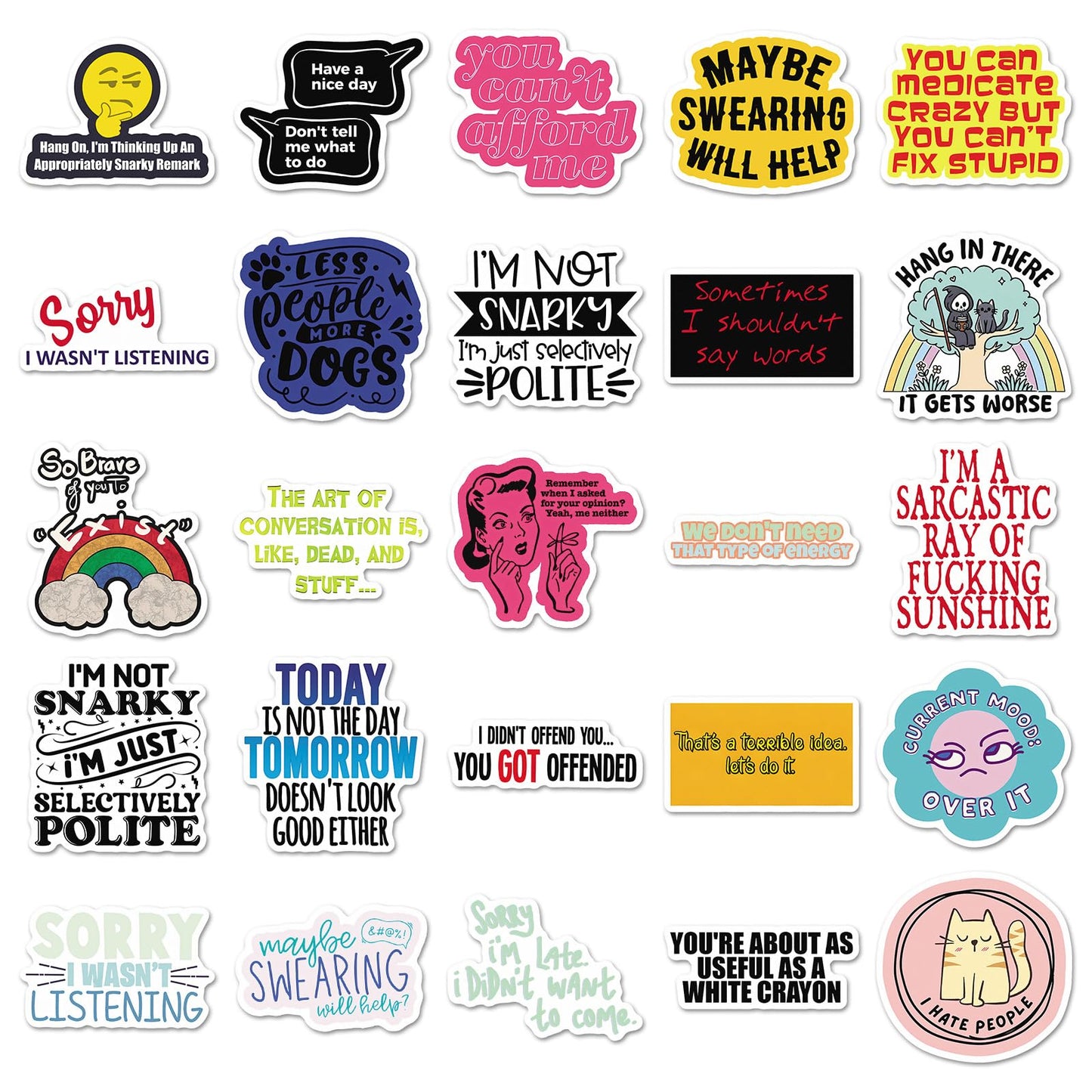 Jictegb 50pc Snarky Stickers Pack – Funny Spanish Quotes for Laptops & More
