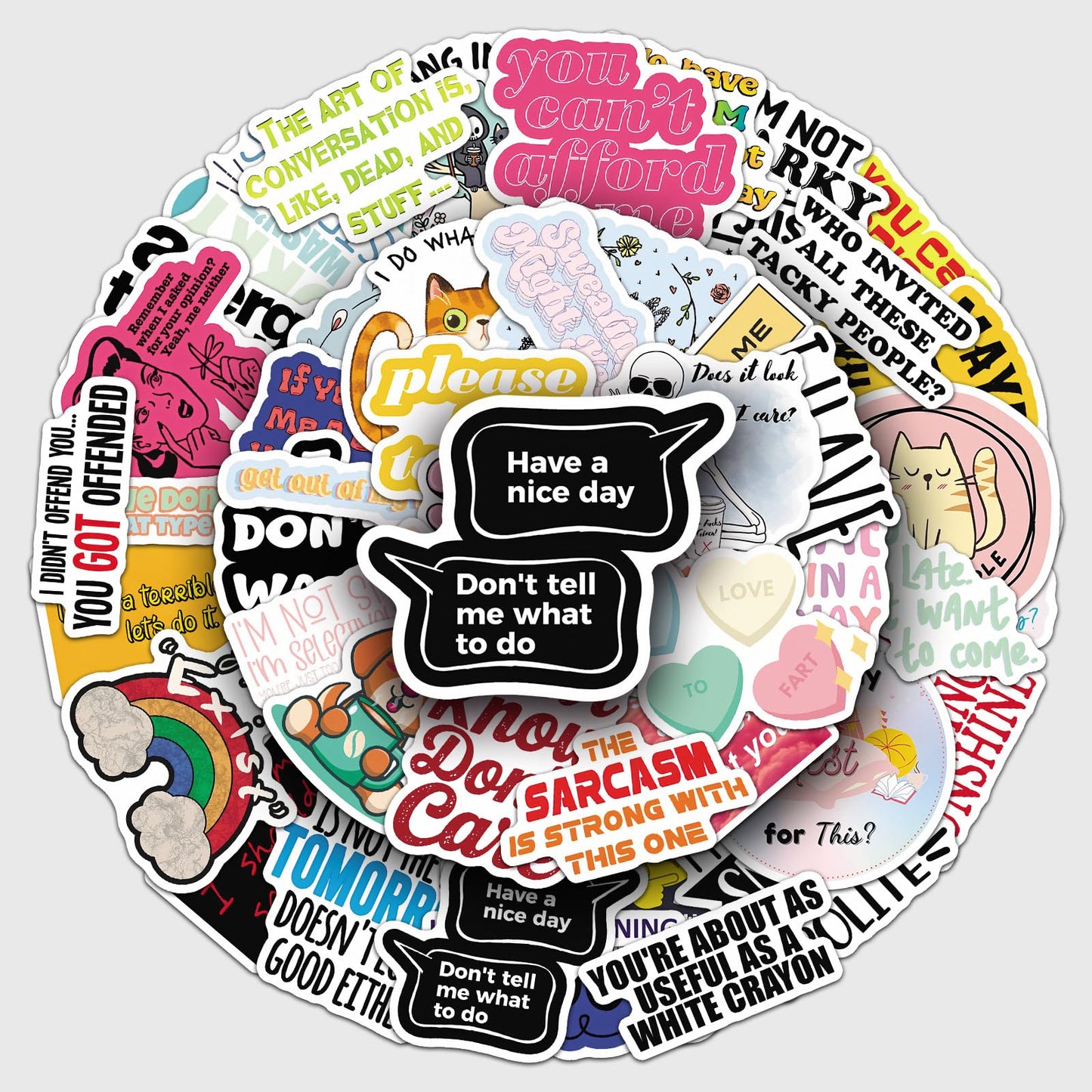 Jictegb 50pc Snarky Stickers Pack – Funny Spanish Quotes for Laptops & More