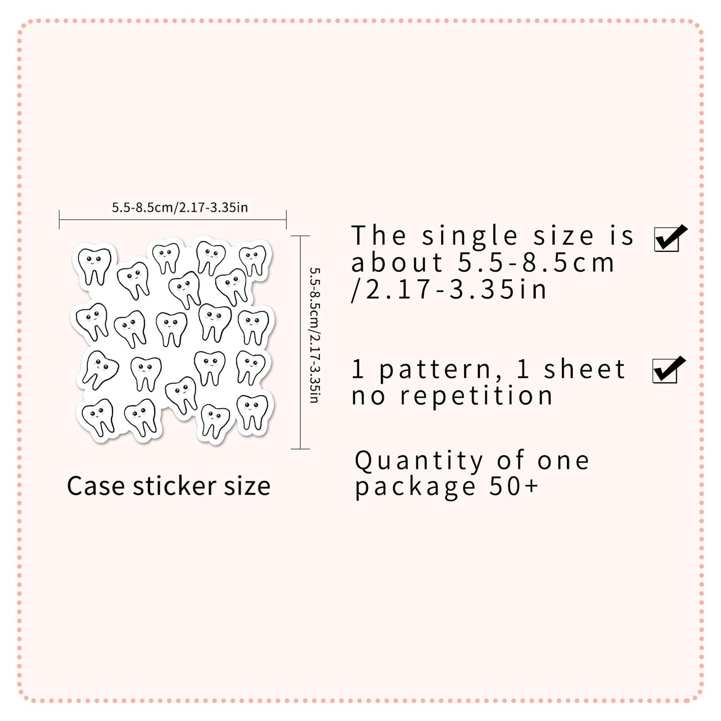 Jictegb Tooth Stickers — 50 Pcs Vinyl Decals for Laptop, Bottle, Luggage & More