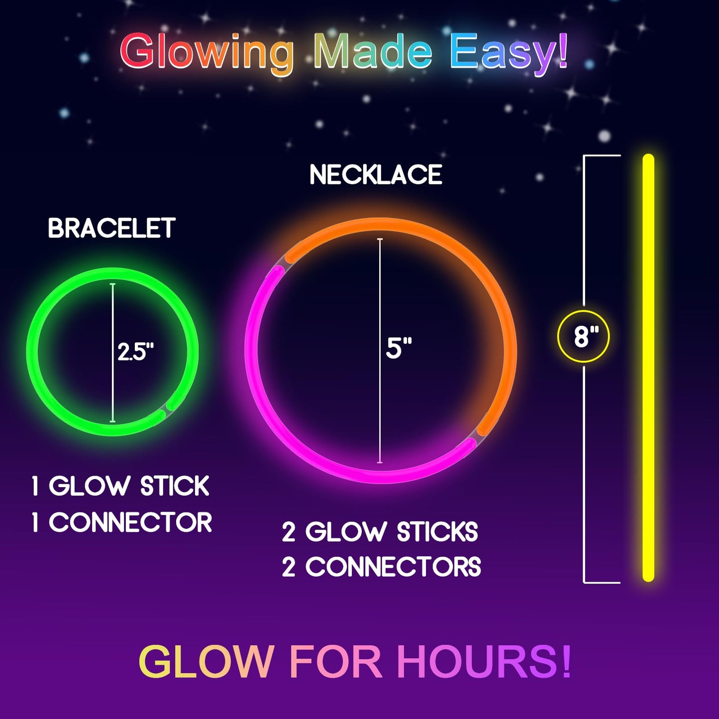 JICUICUI Glow Sticks Bulk Party Pack – Ultra Bright 800+ Pieces with Necklaces, Bracelets & Connectors