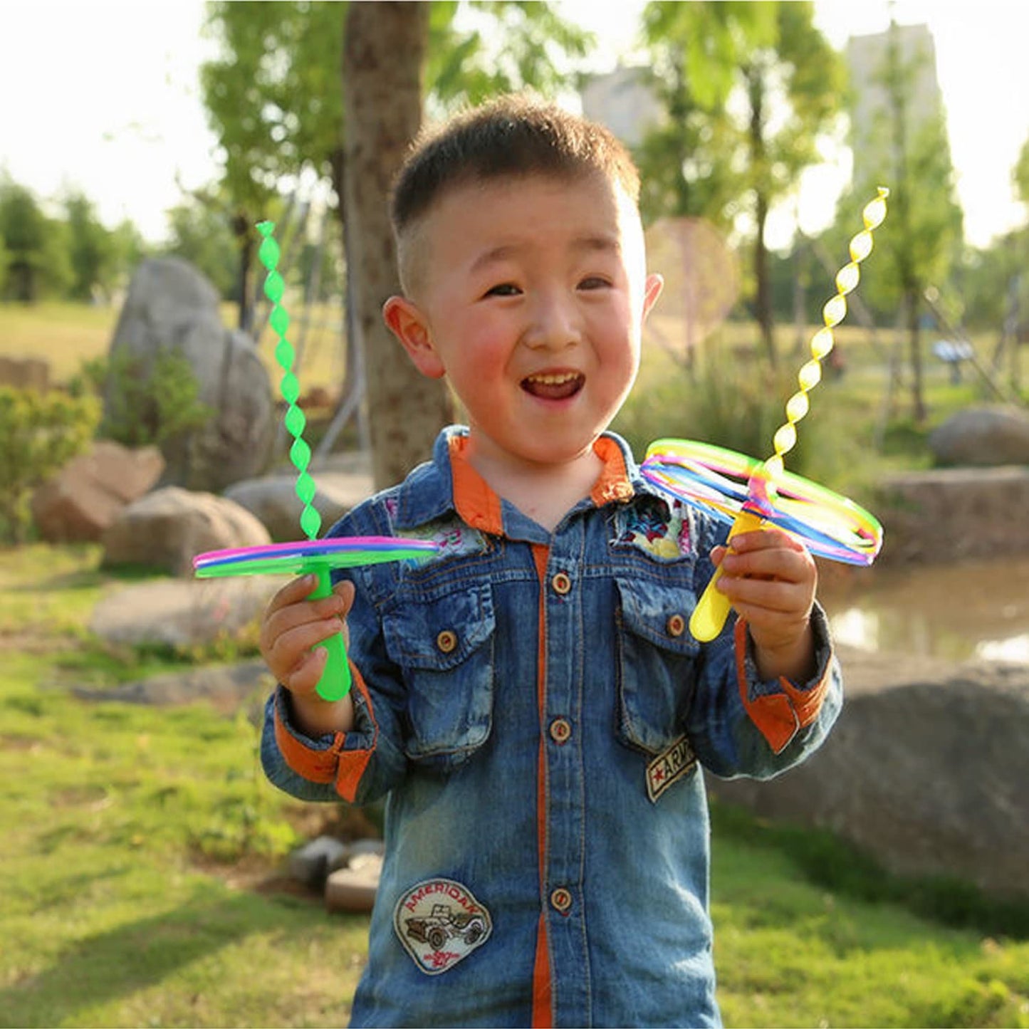 JIEOU Flying Helicopter Toy – 20-Set Outdoor Spin Circle Kit for Kids