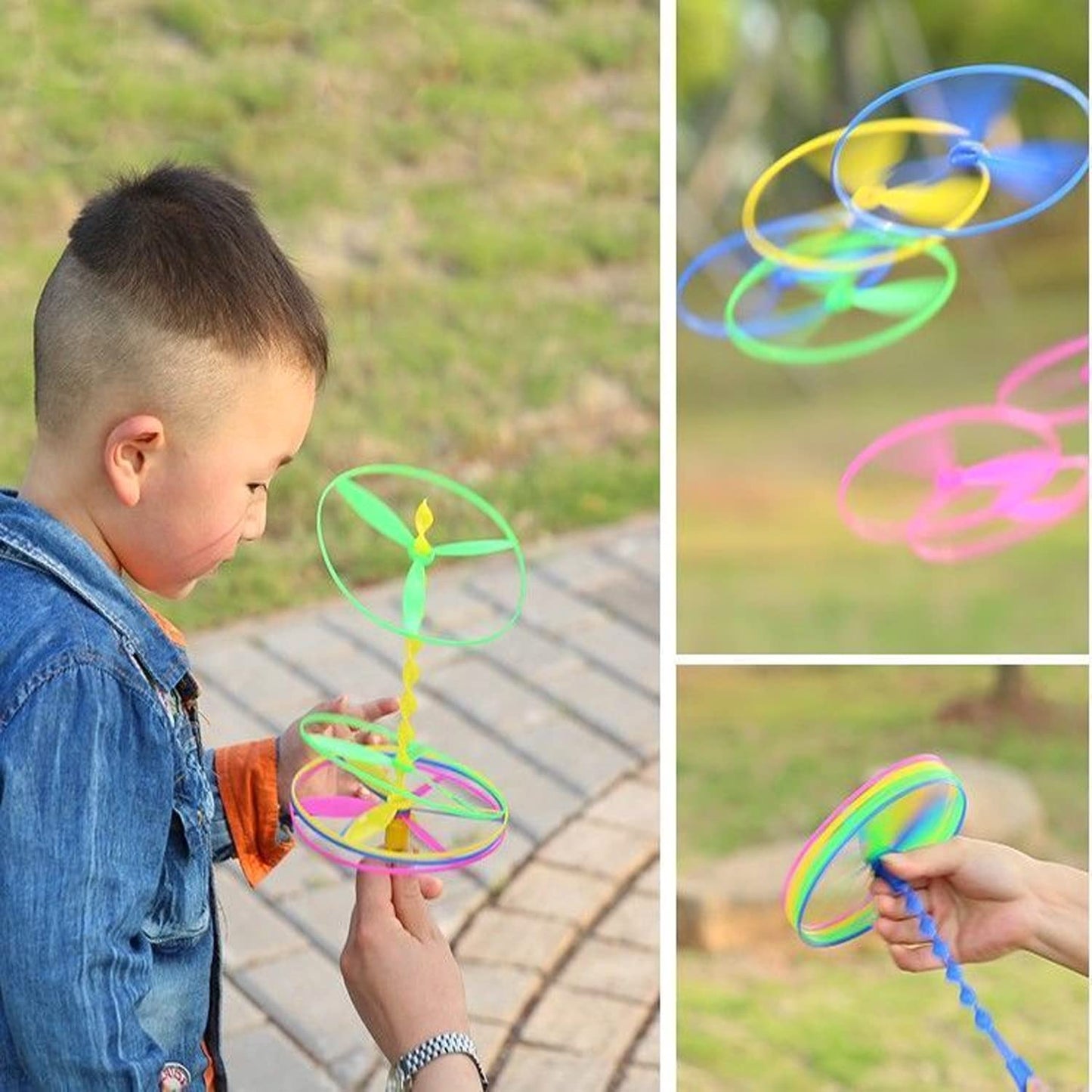 JIEOU Flying Helicopter Toy – 20-Set Outdoor Spin Circle Kit for Kids
