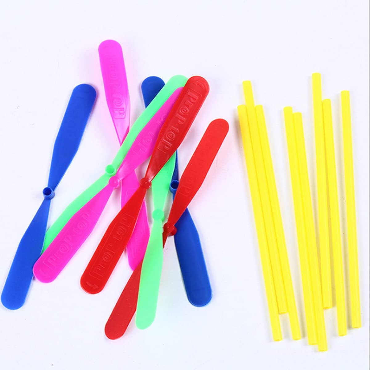 JIEOU 40-Piece Flying Helicopter Toy Set – Hand Rub Propellers & Rods for Outdoor Play