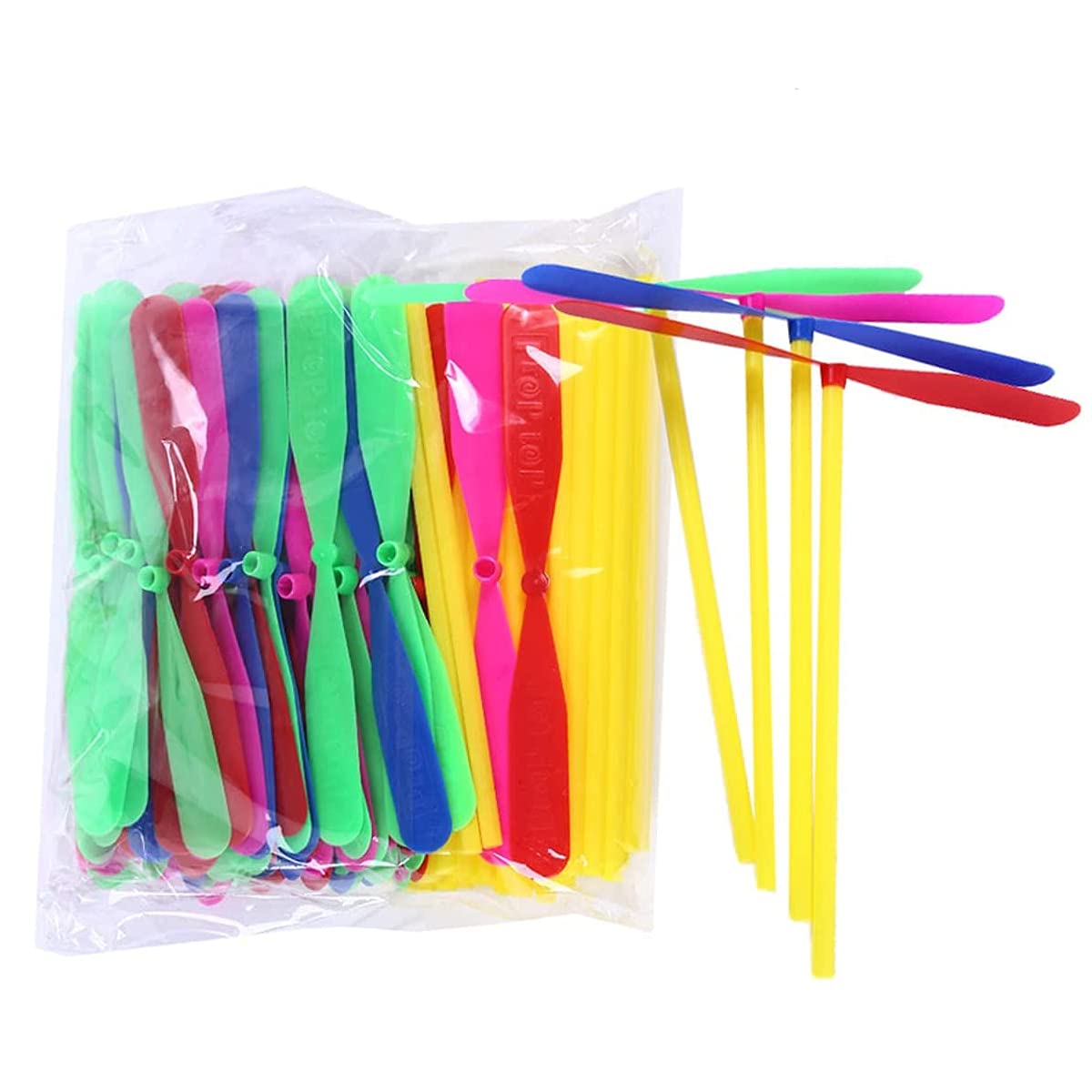 JIEOU 40-Piece Flying Helicopter Toy Set – Hand Rub Propellers & Rods for Outdoor Play