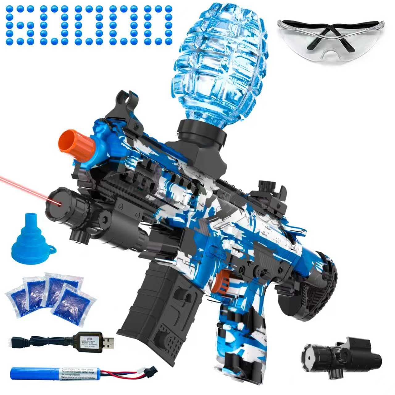 JIFTOK Electric Gel Ball Blaster – High-Speed Auto & Semi Auto Splatter Ball Toy with 60,000+ Rounds and Goggles