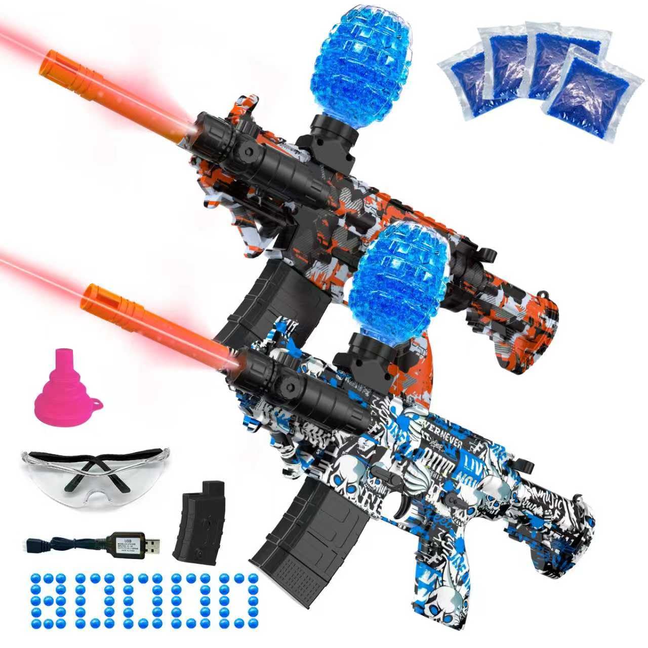 JIFTOK Electric Gel Ball Blaster Set – High Speed Splatter Ball Blaster with Goggles (2 Pack)