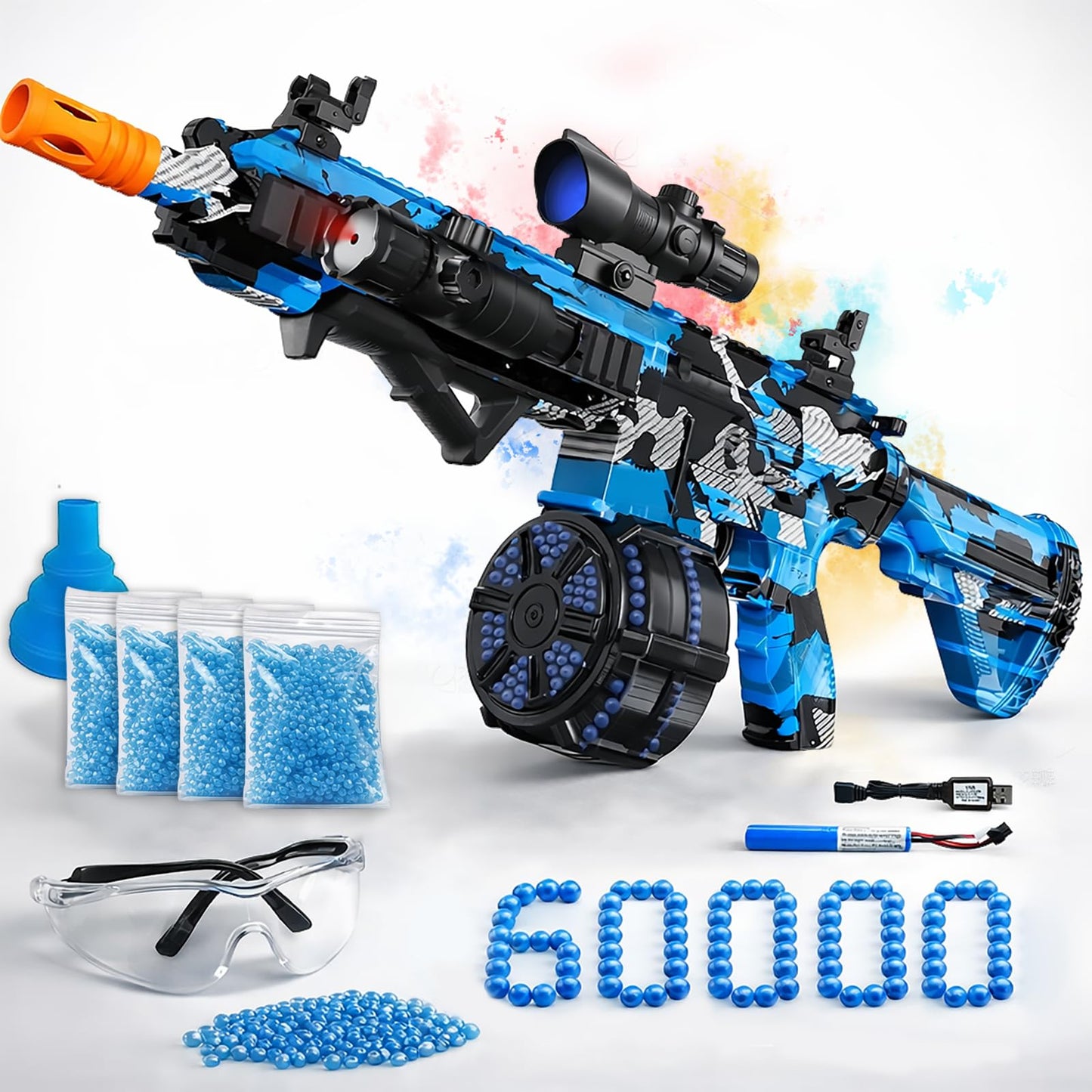 JIFTOK Electric Gel Ball Blaster — High-Speed Auto Splatter Ball with Goggles