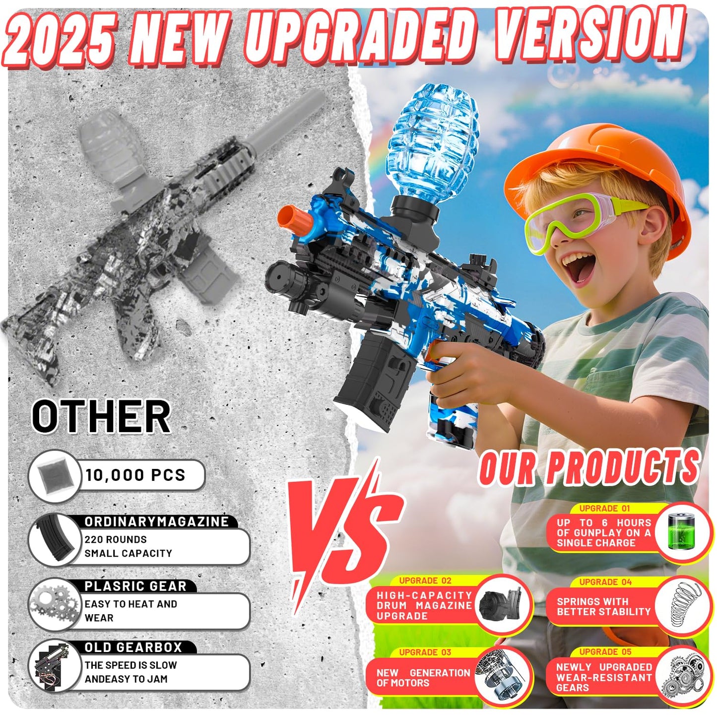 JIFTOK Electric Gel Ball Blaster – High-Speed Auto & Semi Auto Splatter Ball Toy with 60,000+ Rounds and Goggles