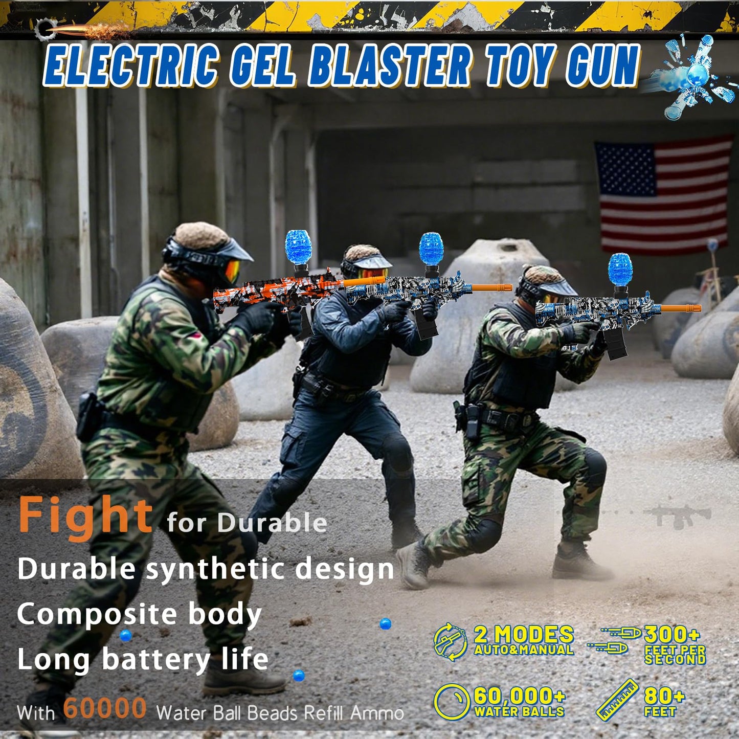 JIFTOK Electric Gel Ball Blaster Set – High Speed Splatter Ball Blaster with Goggles (2 Pack)