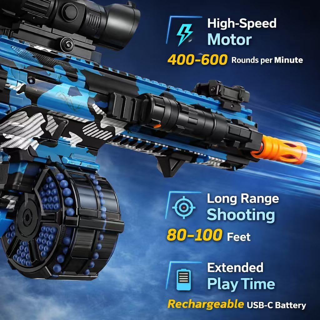 JIFTOK Electric Gel Ball Blaster — High-Speed Auto Splatter Ball with Goggles