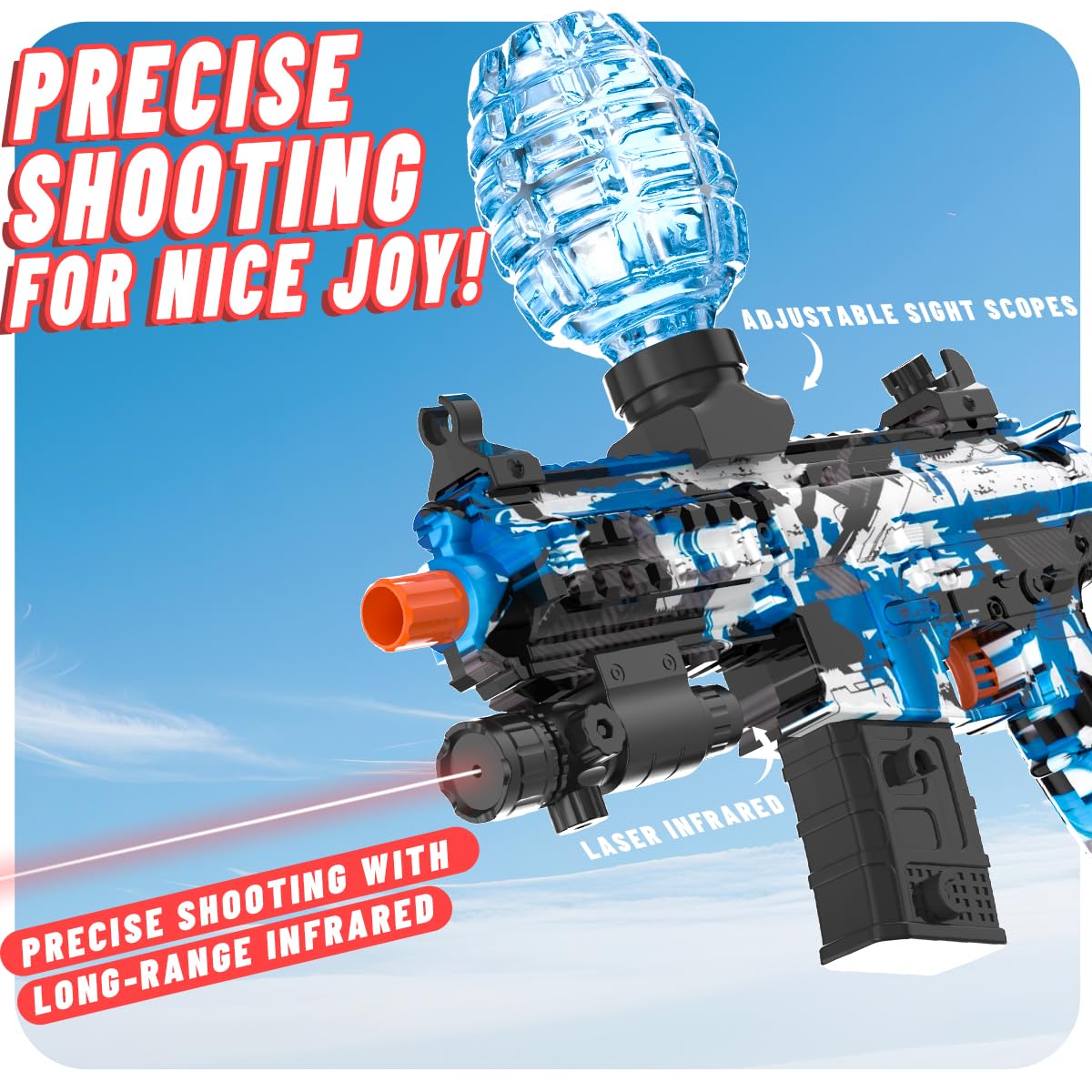 JIFTOK Electric Gel Ball Blaster – High-Speed Auto & Semi Auto Splatter Ball Toy with 60,000+ Rounds and Goggles
