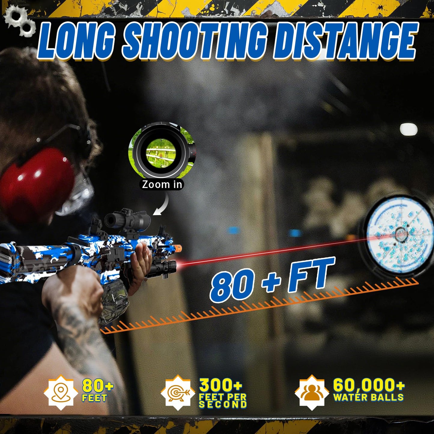 JIFTOK Electric Gel Ball Blaster — High-Speed Auto Splatter Ball with Goggles