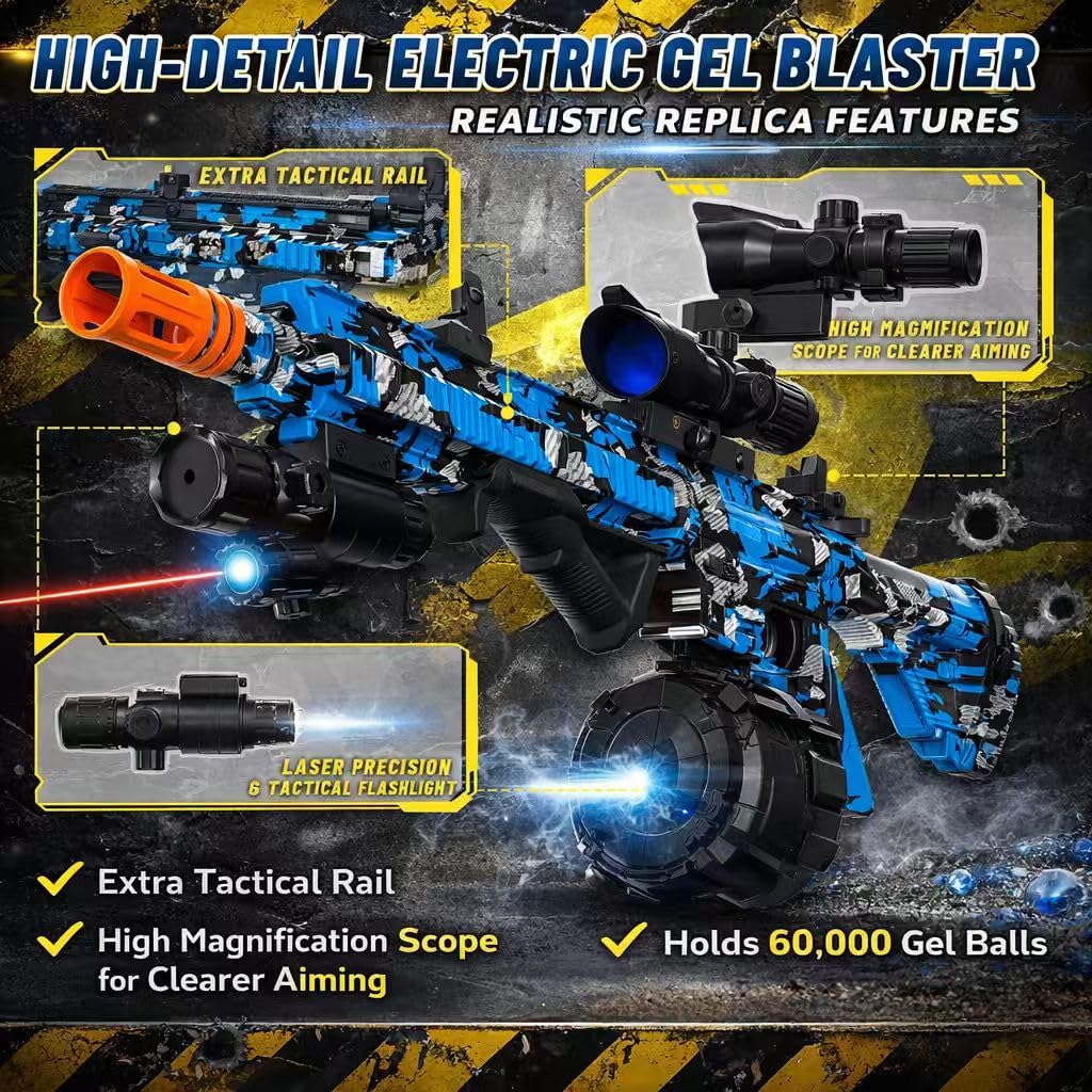JIFTOK Electric Gel Ball Blaster — High-Speed Auto Splatter Ball with Goggles