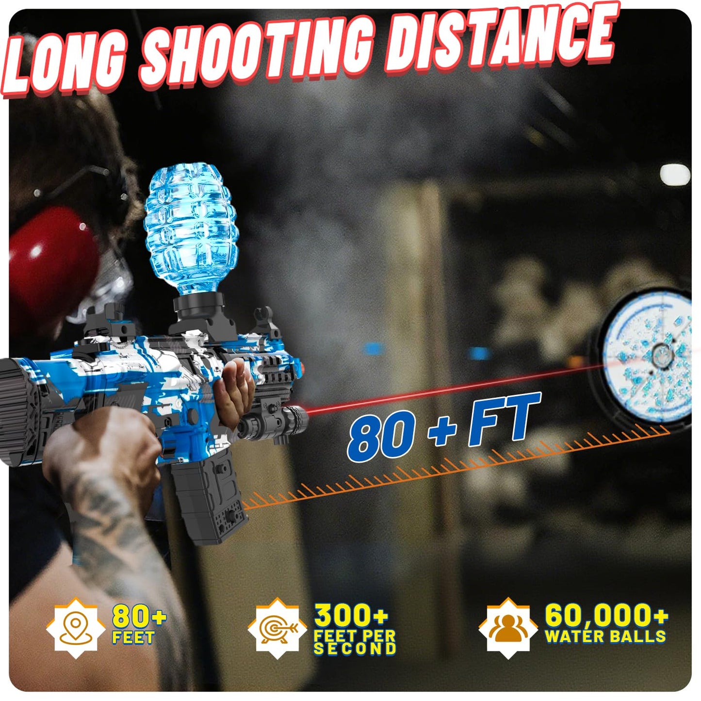 JIFTOK Electric Gel Ball Blaster – High-Speed Auto & Semi Auto Splatter Ball Toy with 60,000+ Rounds and Goggles