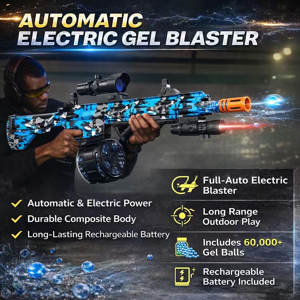 JIFTOK Electric Gel Ball Blaster — High-Speed Auto Splatter Ball with Goggles