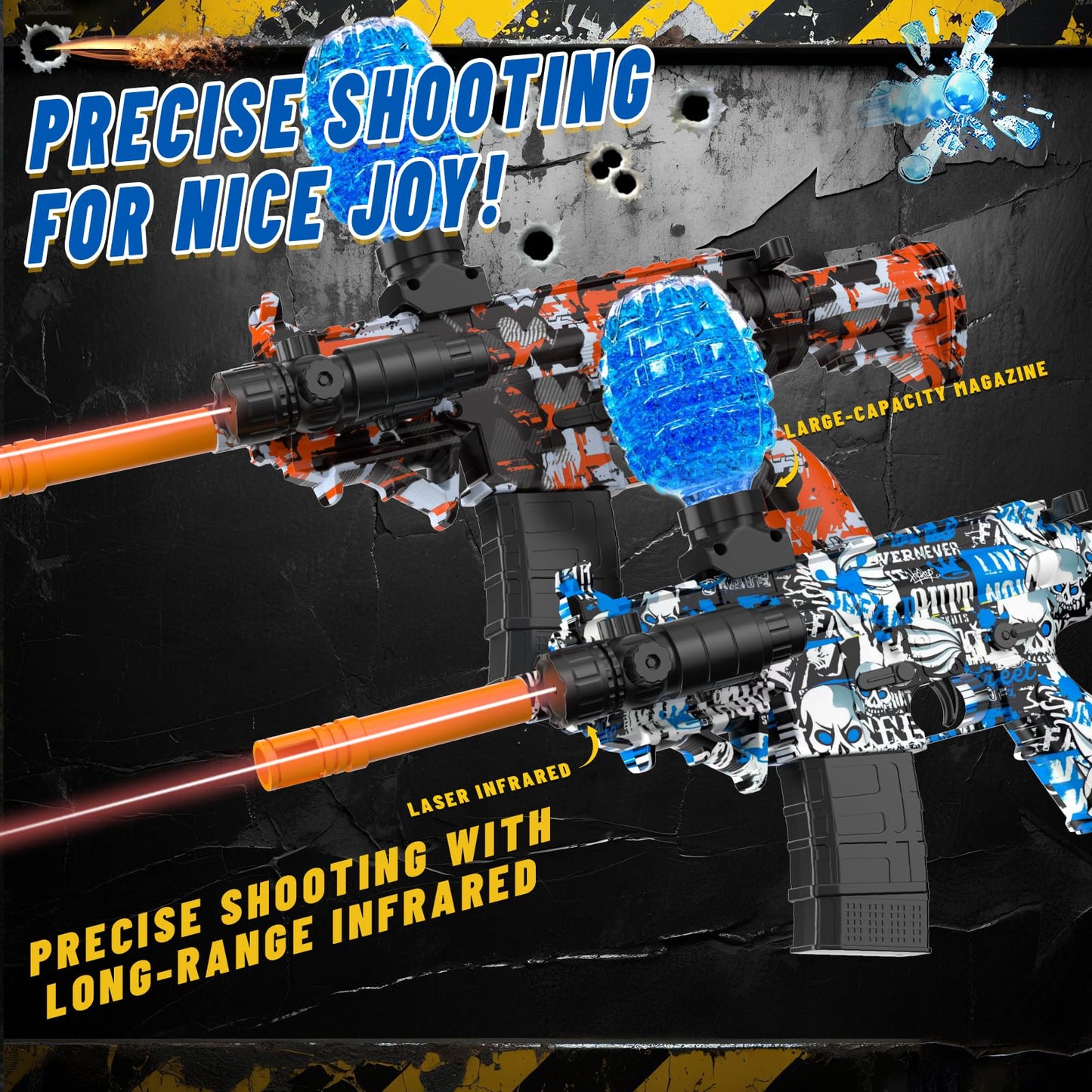 JIFTOK Electric Gel Ball Blaster Set – High Speed Splatter Ball Blaster with Goggles (2 Pack)