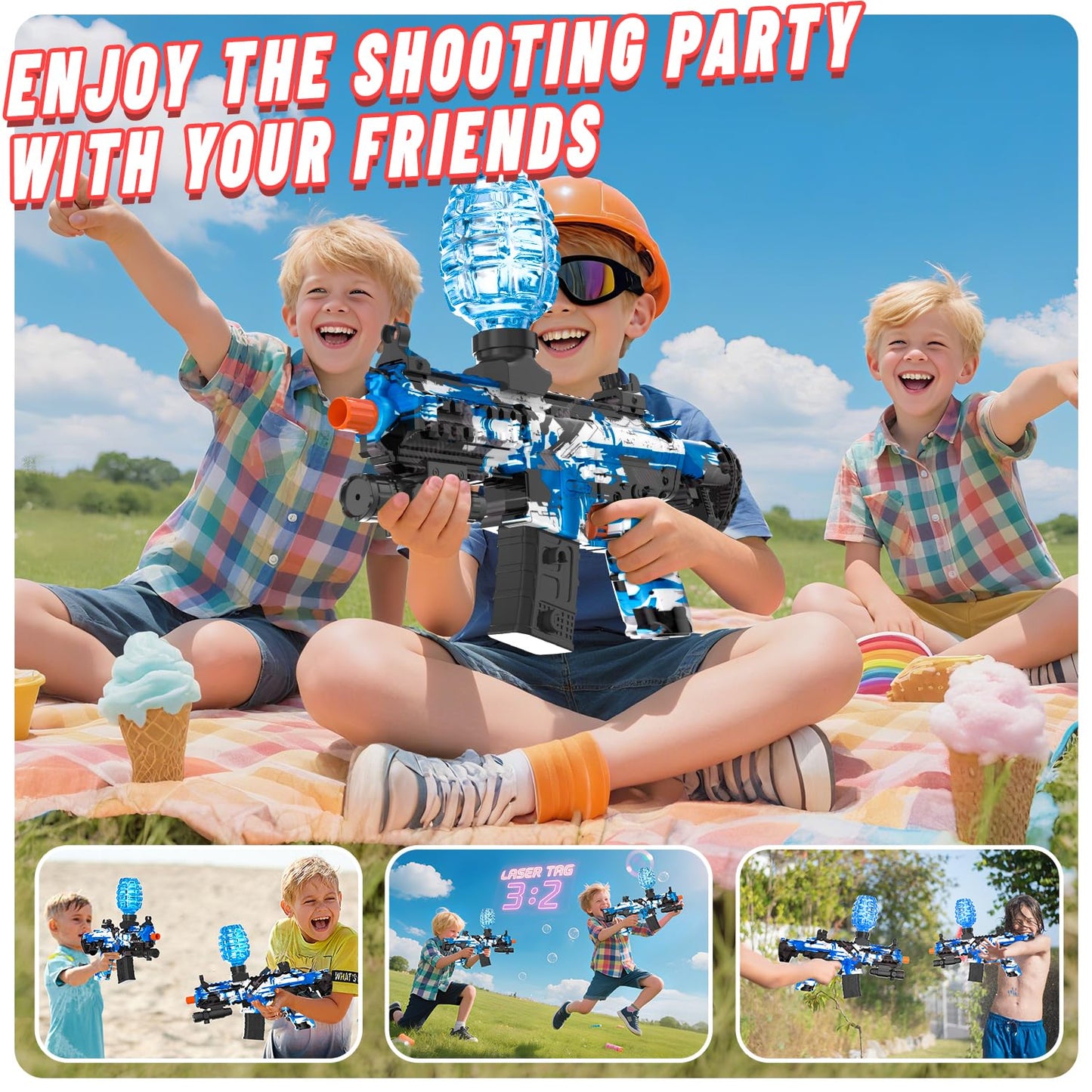 JIFTOK Electric Gel Ball Blaster – High-Speed Auto & Semi Auto Splatter Ball Toy with 60,000+ Rounds and Goggles