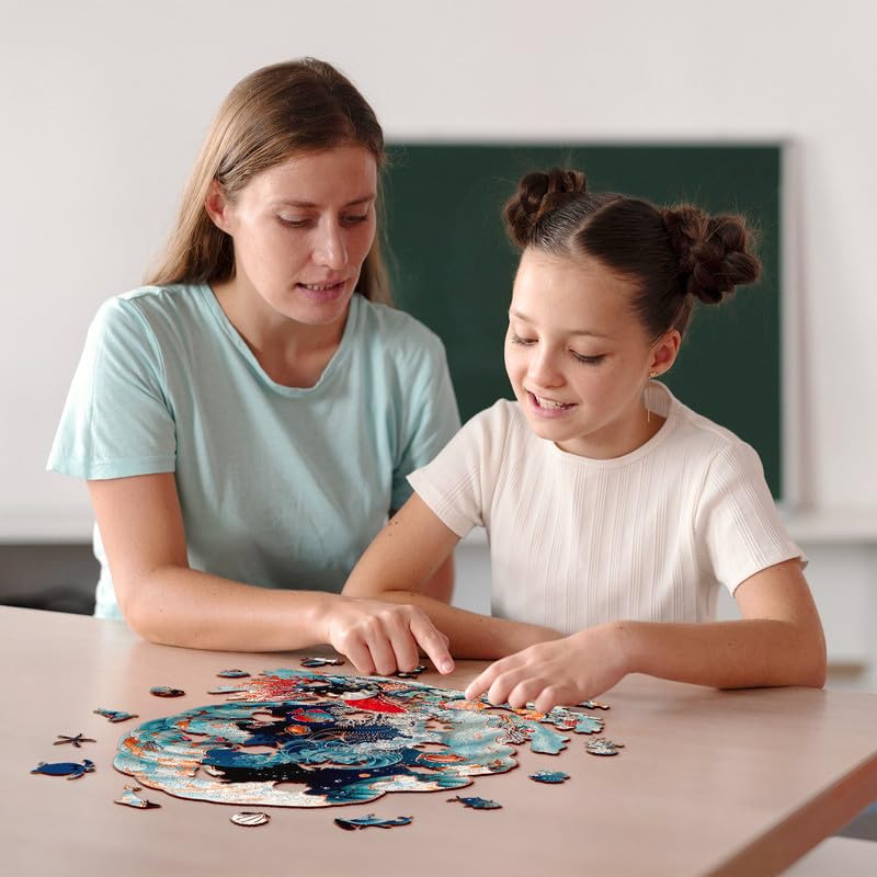 Jigfoxy Seashell Wooden Puzzle for Adults – 102-Piece Seashell Jigsaw (8.4x8.4 in)