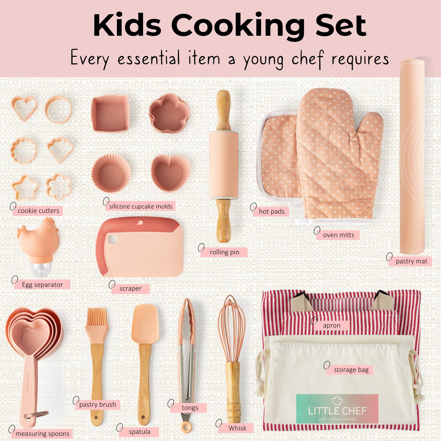JIGQGY Ultimate Kids Baking Kit – 38-Piece Silicone Tools, BPA/BPS Free (Ages 8-12)