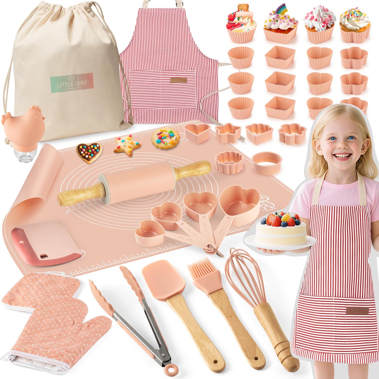 JIGQGY Ultimate Kids Baking Kit – 38-Piece Silicone Tools, BPA/BPS Free (Ages 8-12)