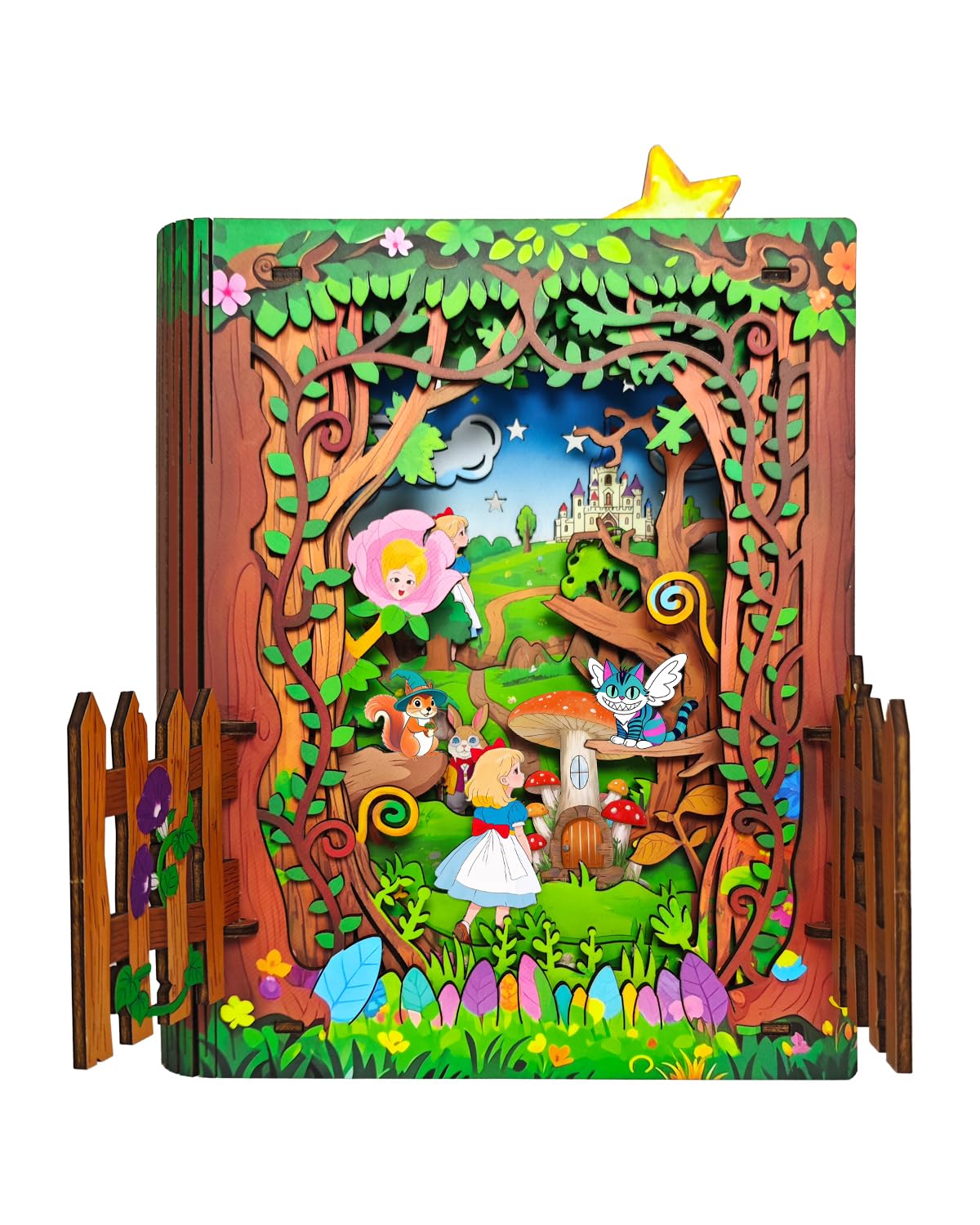Jigtoy 3D Wooden Puzzles – Alice in Wonderland Book Nook with LED Night Light