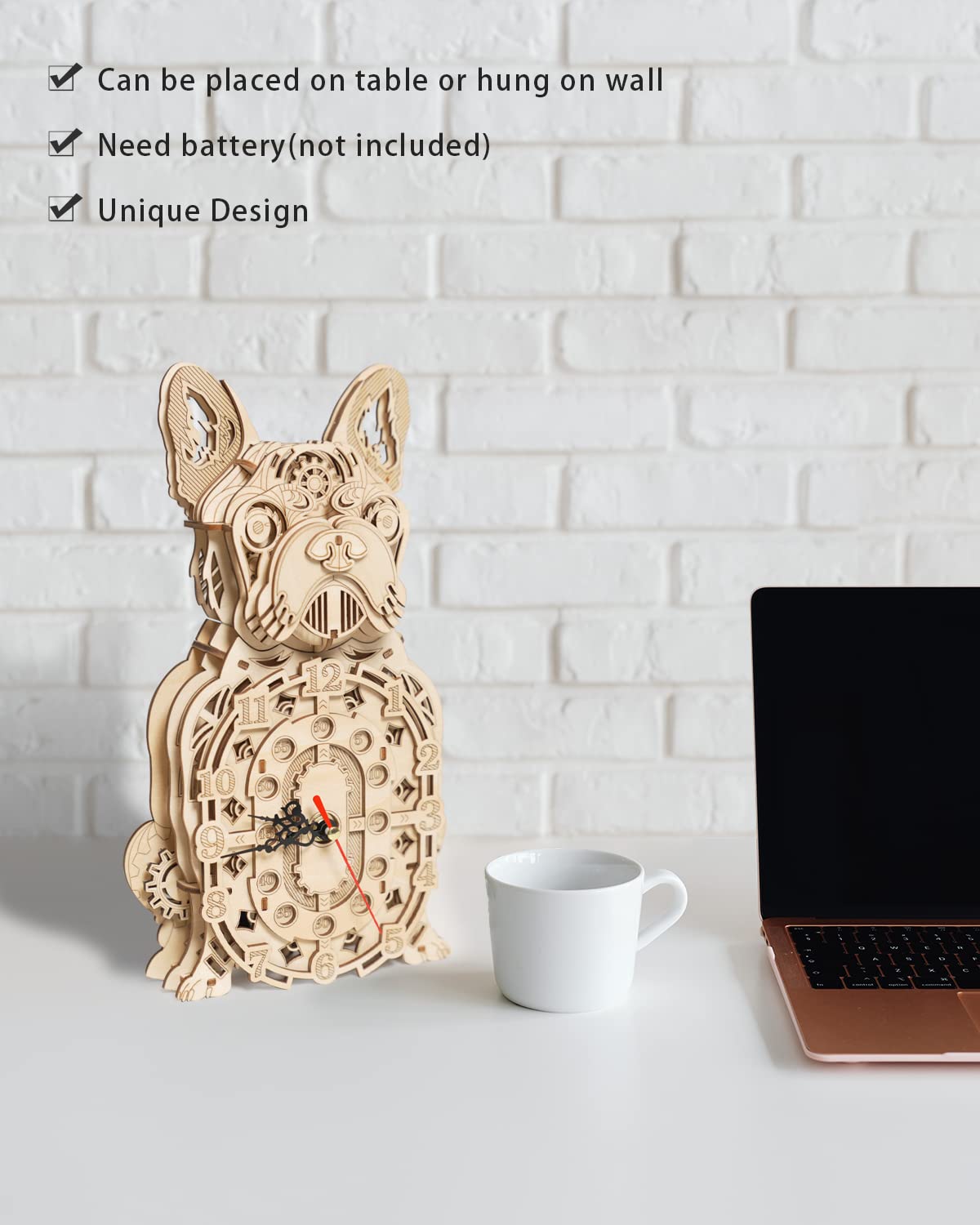 Jigtoy Wooden 3D Bulldog Clock Kit – Christmas-themed DIY Wall Clock