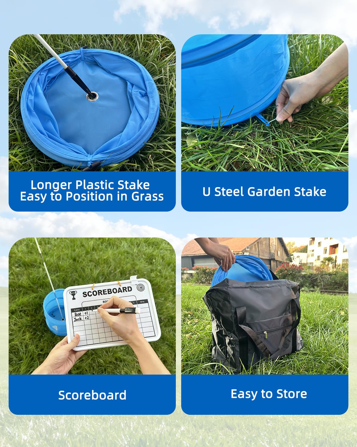 JIIFO Golf Game – 2 Right-Handed Clubs, 9 Buckets, Outdoor Lawn Golf for Adults